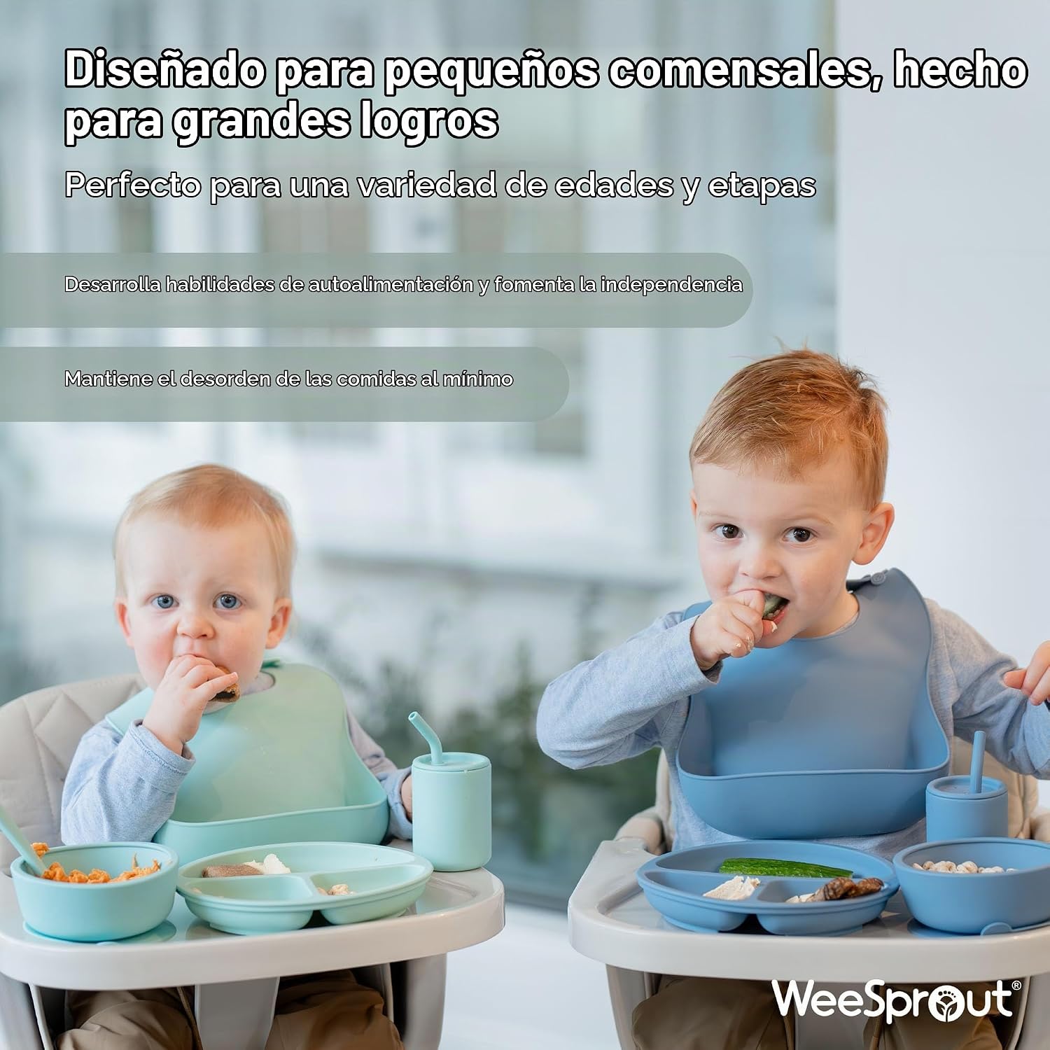 SET DE ALIMENTACIÓN WEESPROUT CON CUENCO DE SUCCIÓN, CUCHARAS, BABERO Y VASO ROSA - 5
