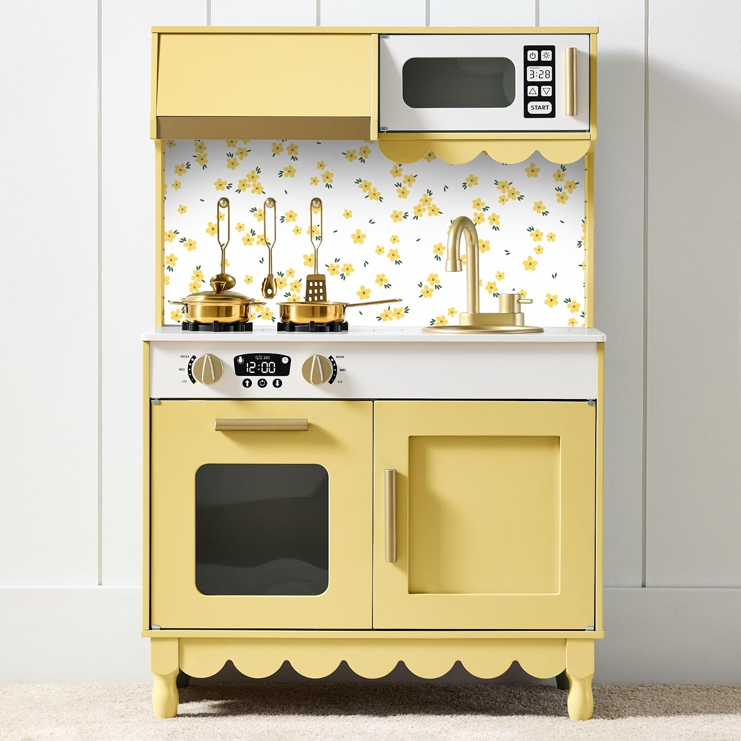 COCINA DE JUGUETE BEST CHOICE PRODUCTS COTTAGE DE MADERA CON ACCESORIOS COLOR MANTEQUILLA - 1