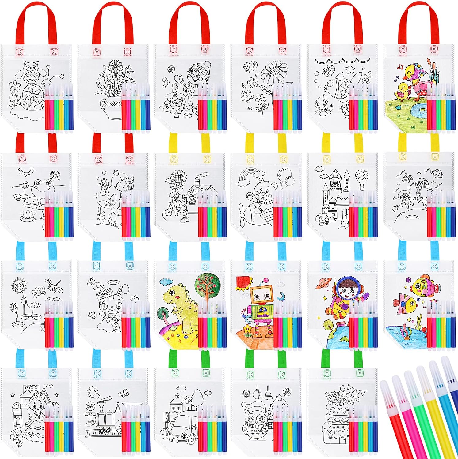 BOLSAS PARA COLOREAR CHUNFUL 48 PIEZAS CON MARCADORES - 1