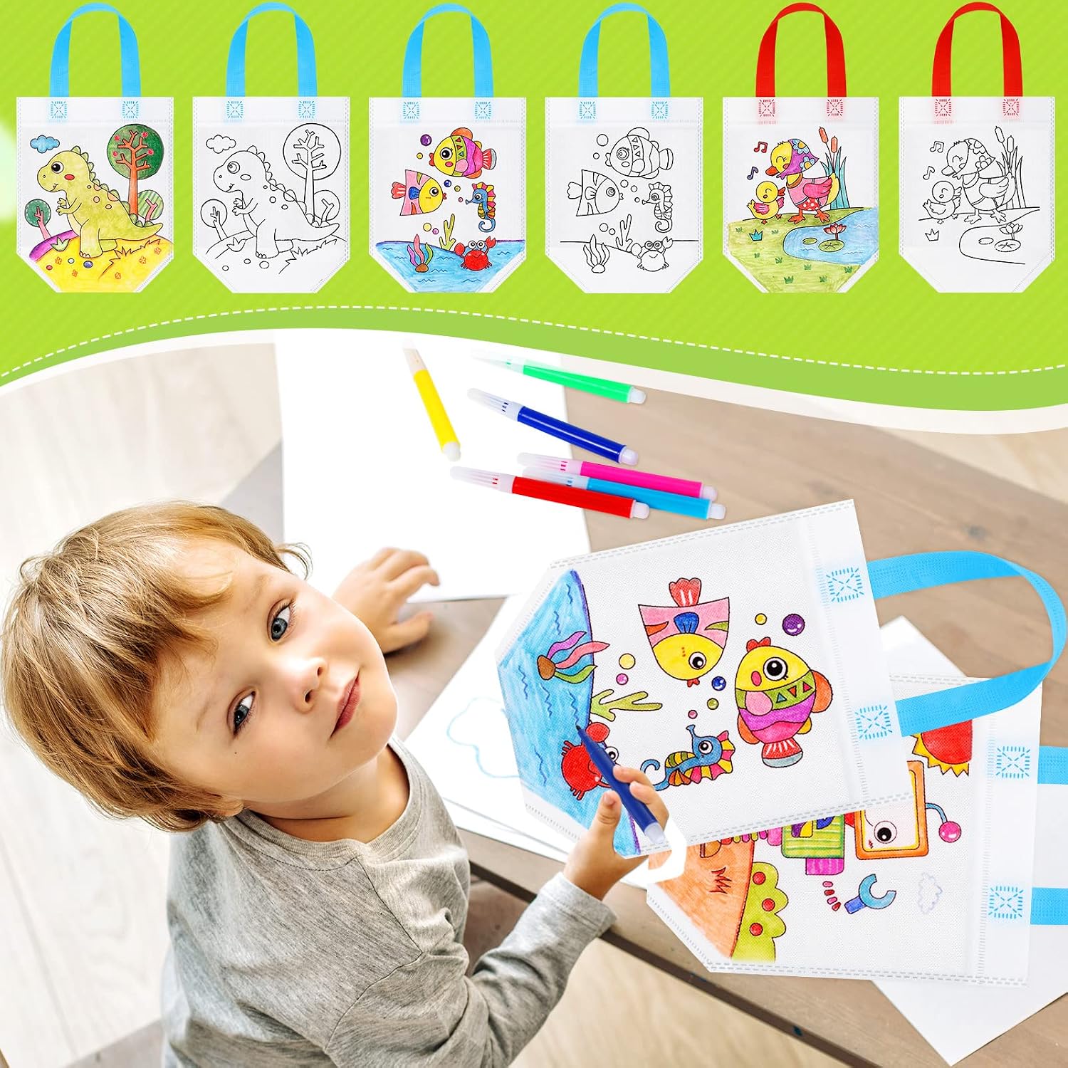 BOLSAS PARA COLOREAR CHUNFUL 48 PIEZAS CON MARCADORES - 3