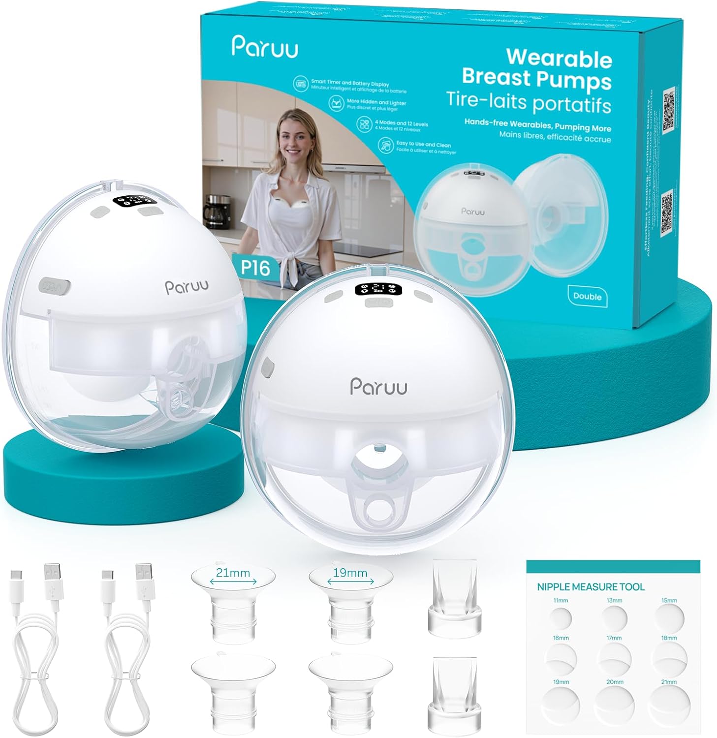 EXTRACTOR DE LECHE PARUU P16 PORTÁTIL MANOS LIBRES - 1