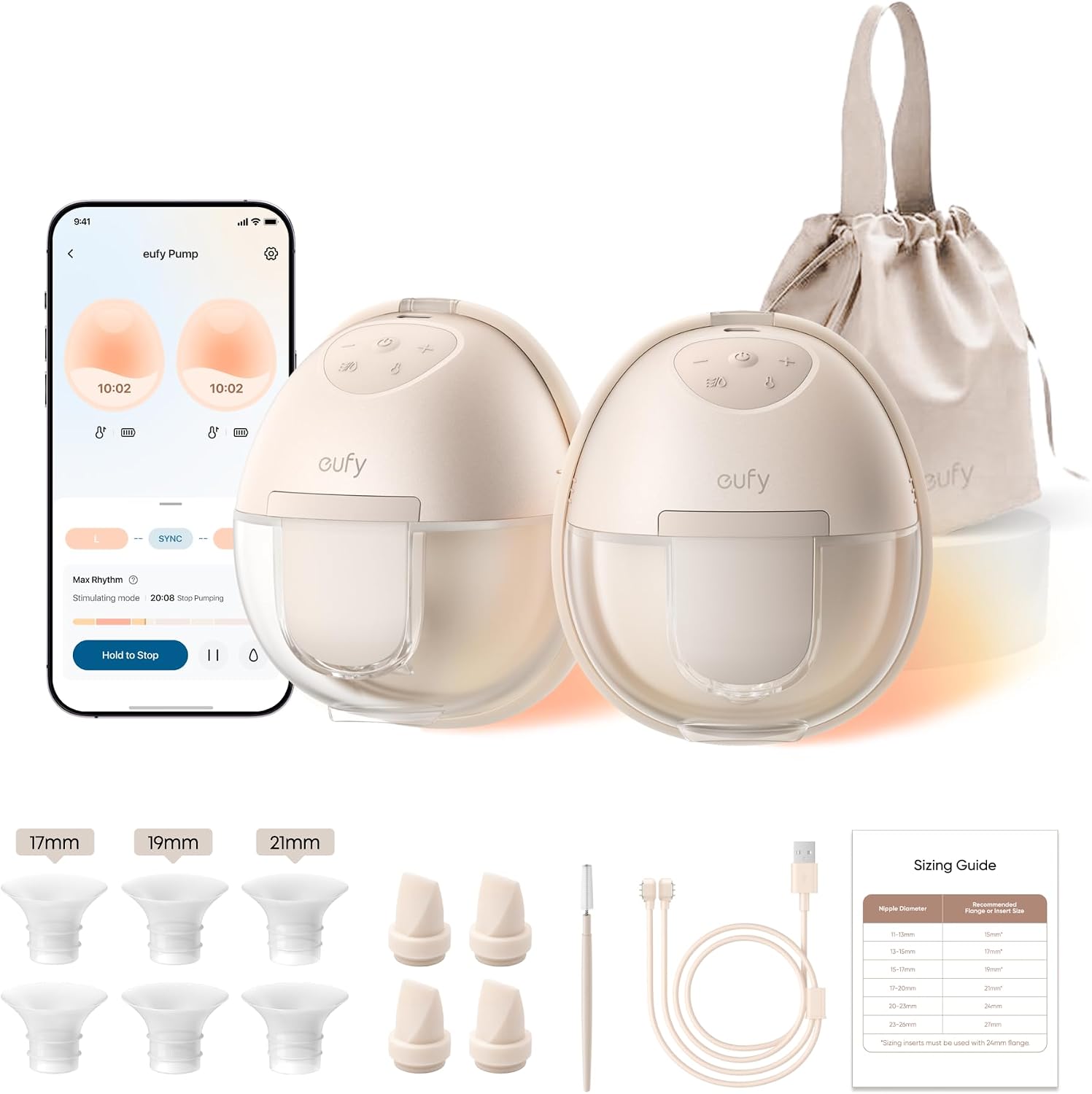 EXTRACTOR DE LECHE EUFY S1 CALENTADO PORTÁTIL MANOS LIBRES HEATFLOW - 1