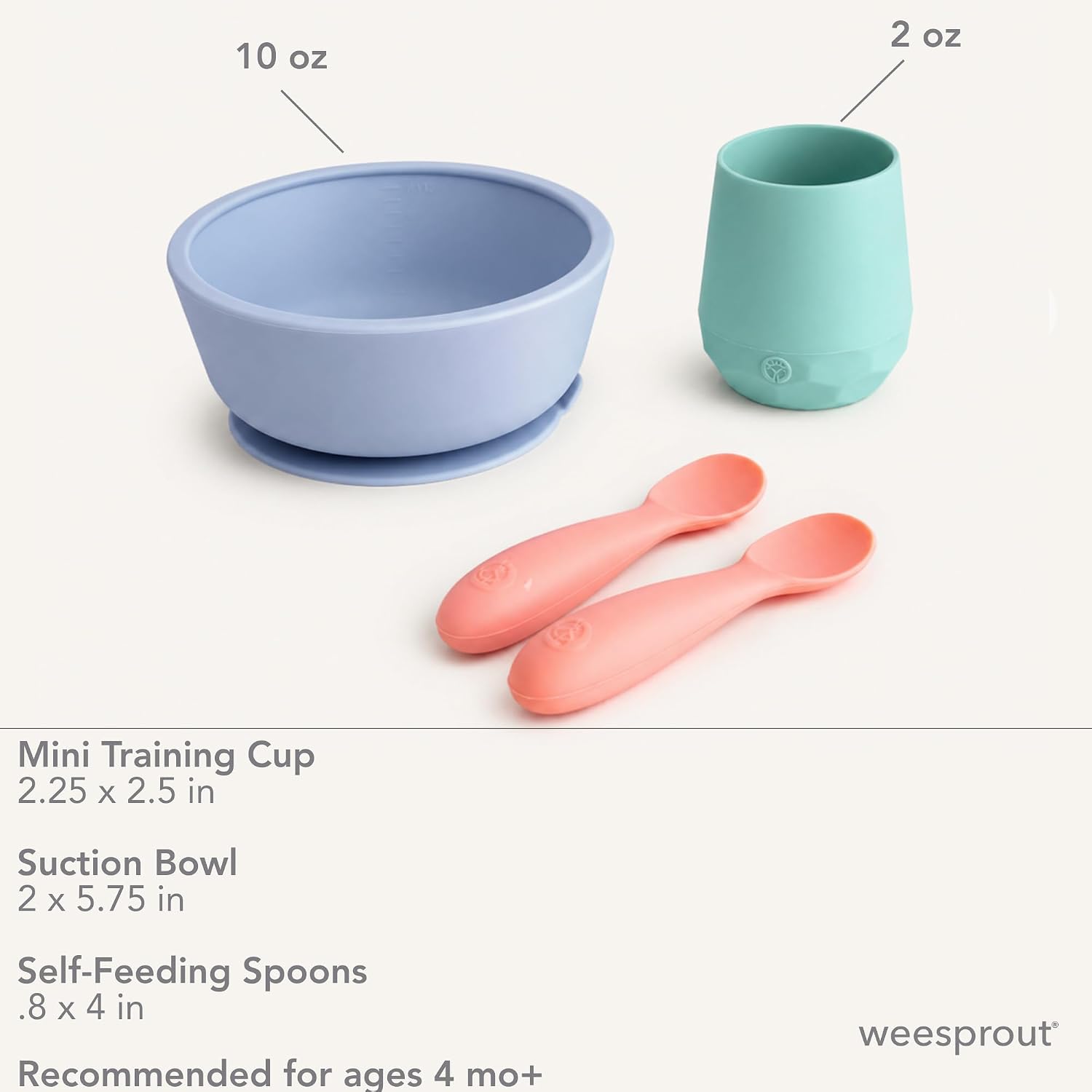 JUEGO DE ALIMENTACIÓN WEESPROUT CON TAZA DE ENTRENAMIENTO, TAZÓN CON VENTOSA Y CUCHARAS DE SILICONA - 2