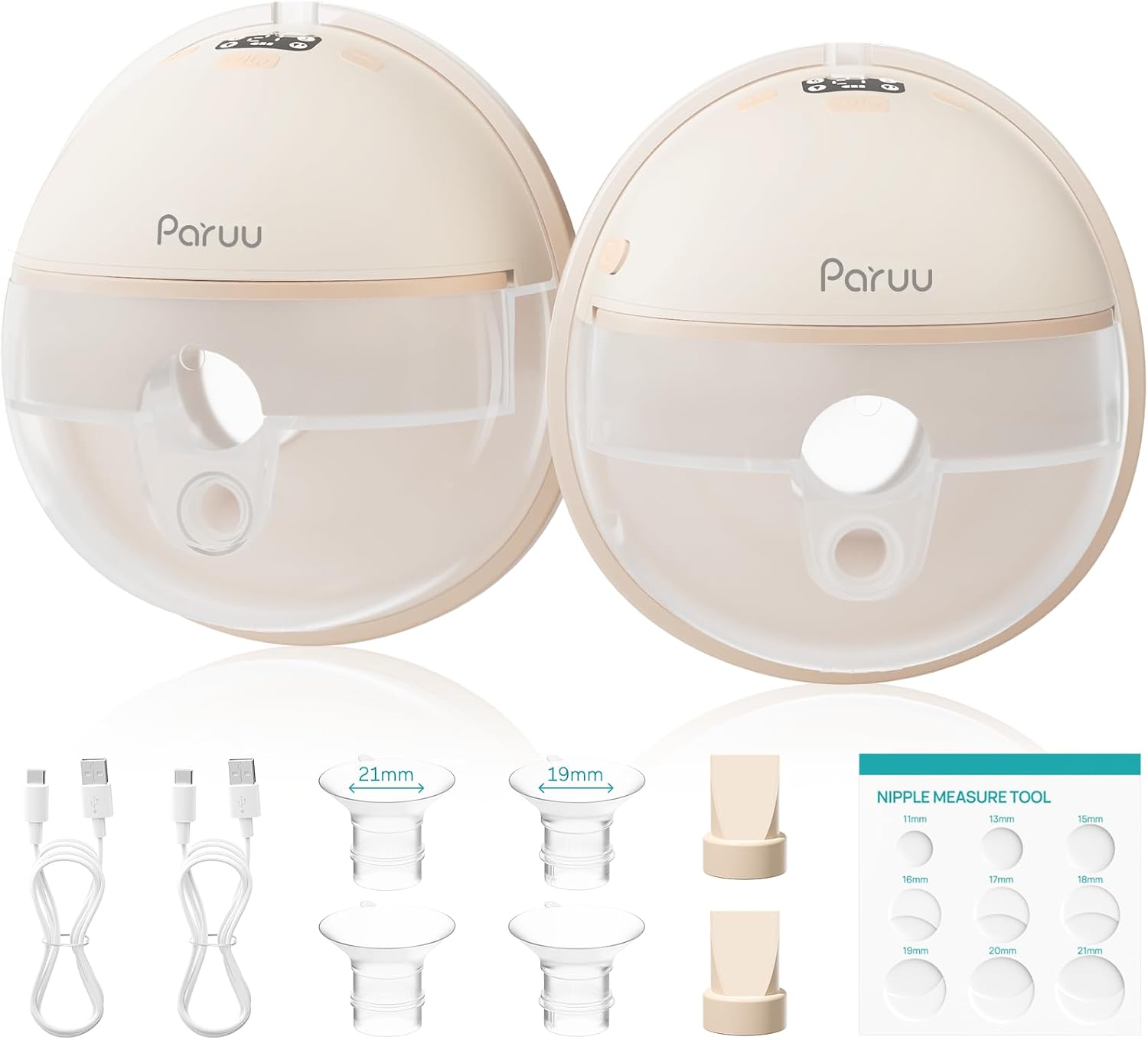 EXTRACTOR DE LECHE PARUU P16 PORTÁTIL MANOS LIBRES 4 MODOS 12 NIVELES PACK 2 UNIDADES COLOR NUDE - 1