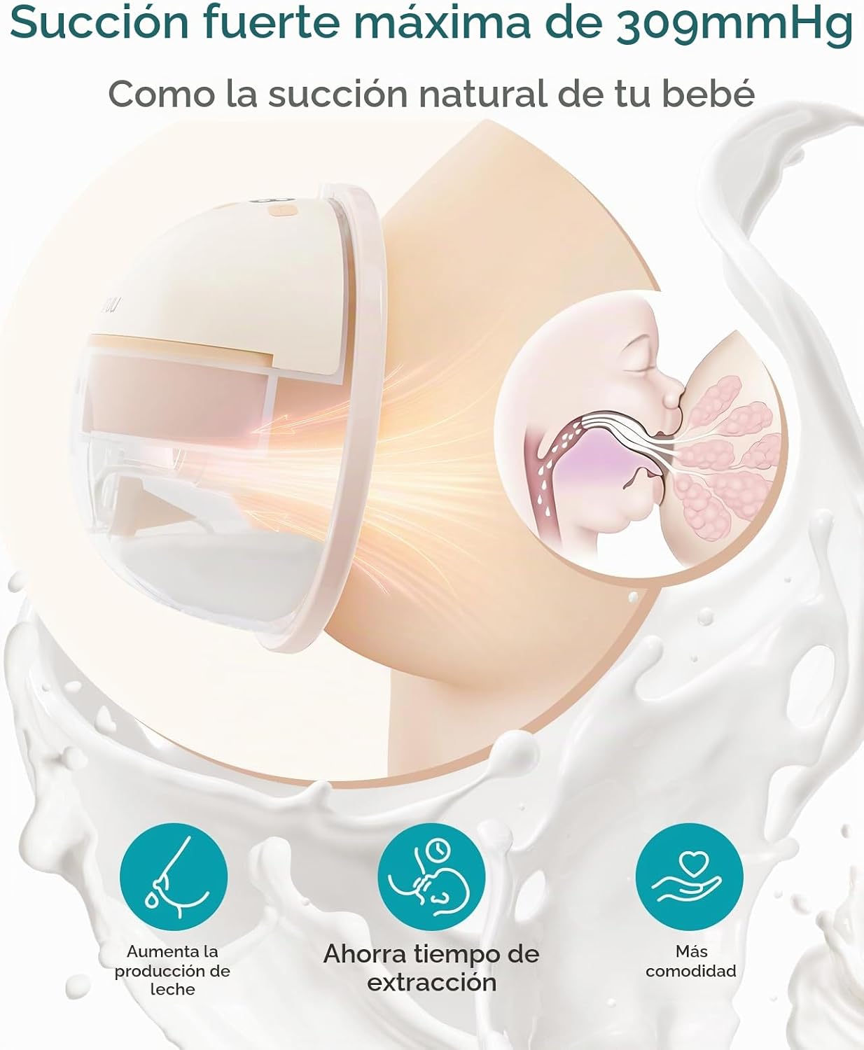 EXTRACTOR DE LECHE PARUU P16 PORTÁTIL MANOS LIBRES 4 MODOS 12 NIVELES PACK 2 UNIDADES COLOR NUDE - 3