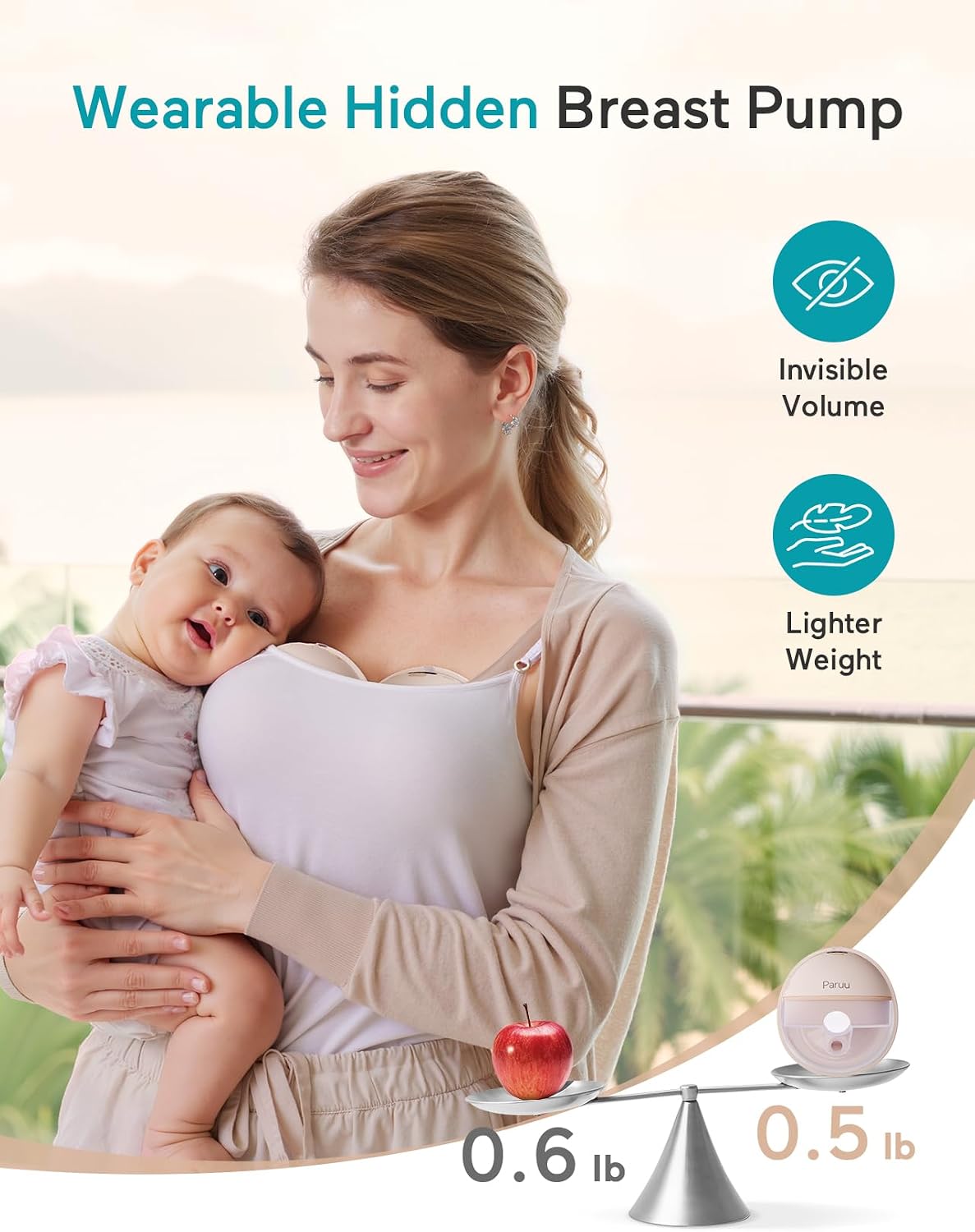 EXTRACTOR DE LECHE PARUU P16 PORTÁTIL MANOS LIBRES 4 MODOS 12 NIVELES PACK 2 UNIDADES COLOR NUDE - 4
