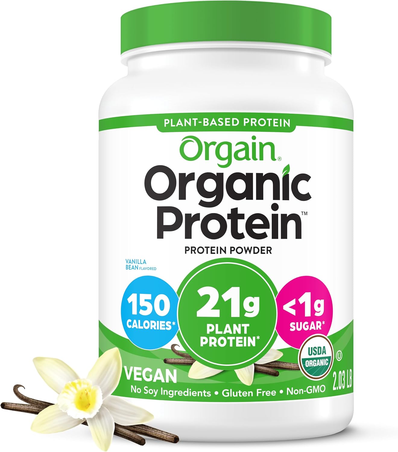 POLVO DE PROTEÍNA ORGÁNICA VEGANA ORGAIN VAINILLA BEAN 21G 2.03 LB - 1