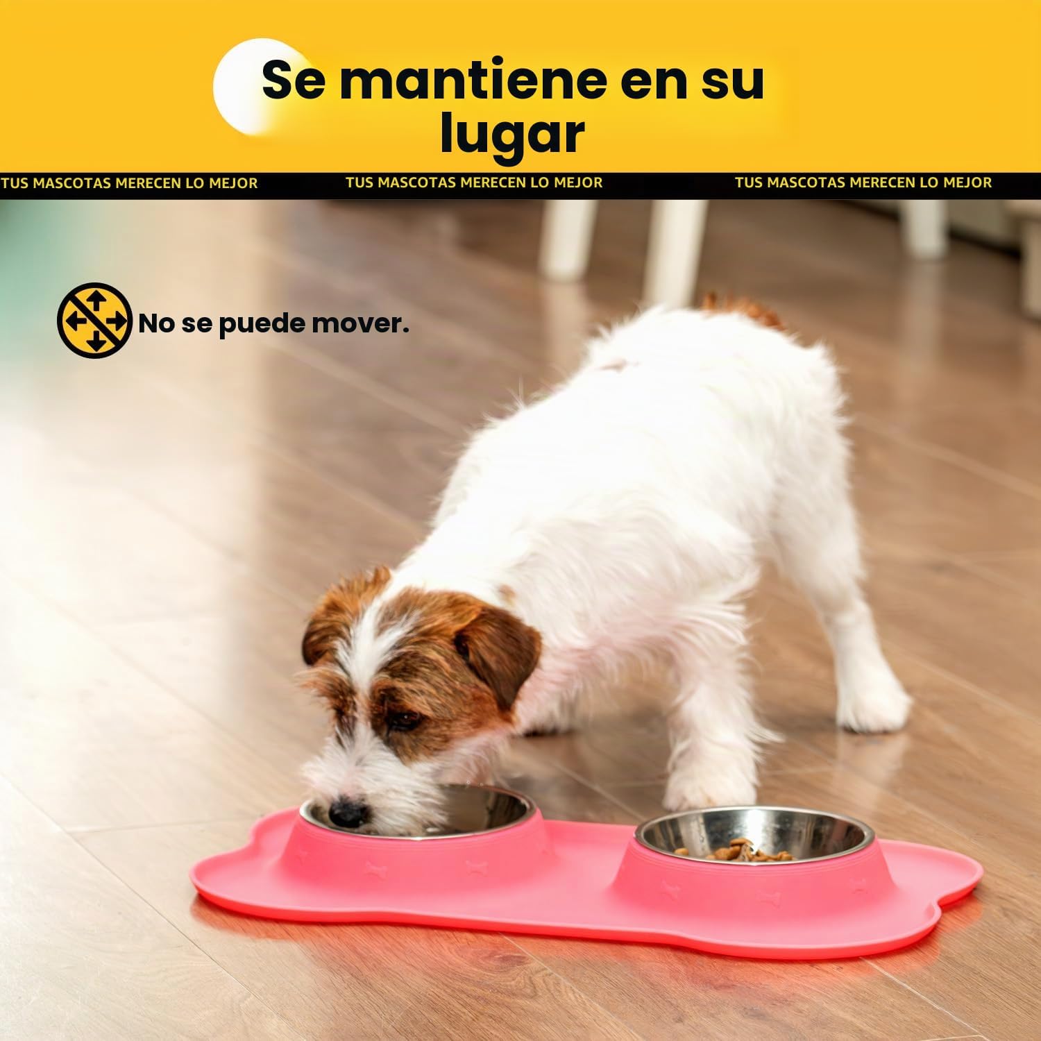 COMEDERO PARA PERROS CONLUN CON TAPETE DE SILICONA ANTIDERRAMES TAMAÑO S ROSA - 4