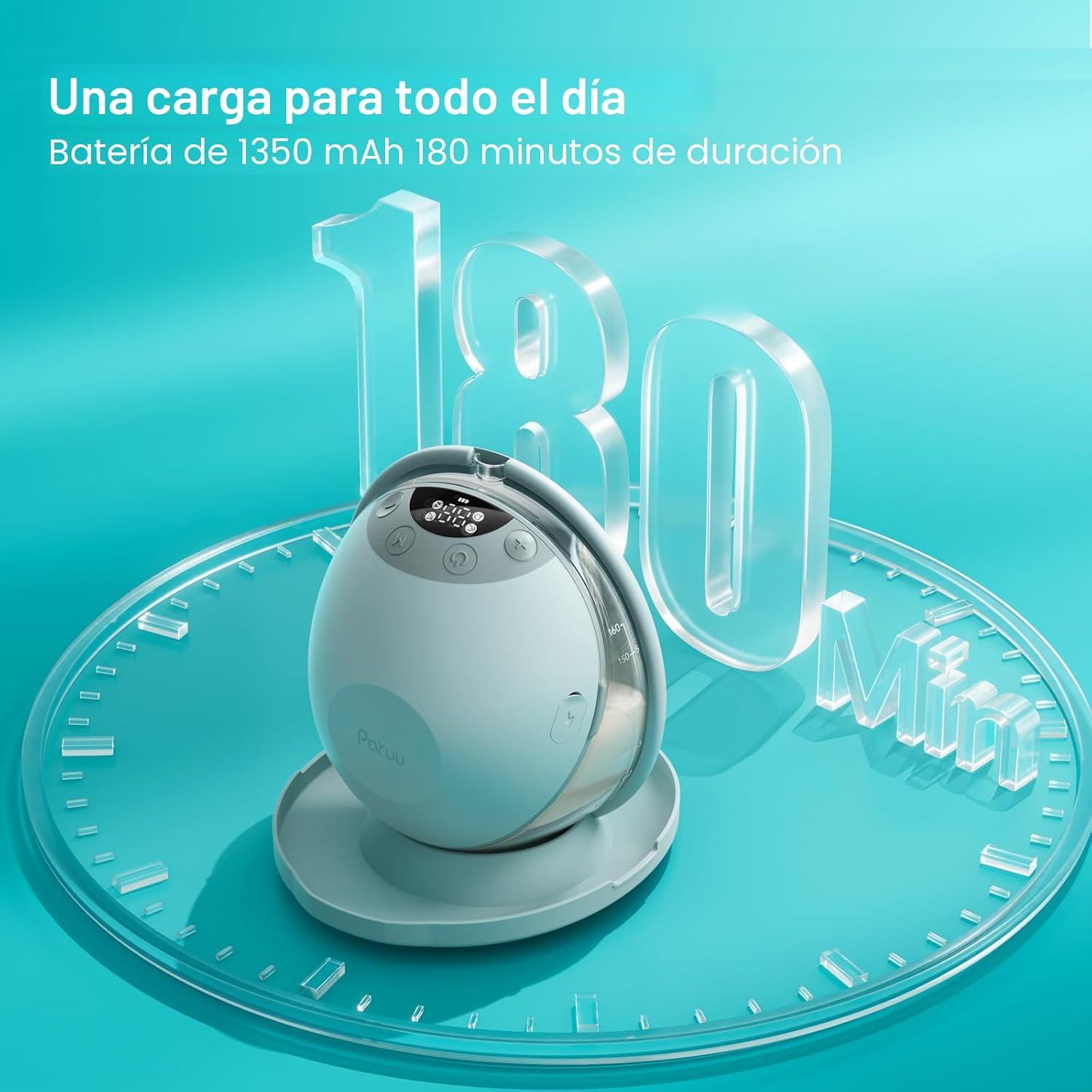 EXTRACTOR DE LECHE PARUU P20 ELÉCTRICO PORTÁTIL MANOS LIBRES 4 MODOS 12 NIVELES SUCCIÓN PACK 2 UNIDADES VERDE CLARO - 5