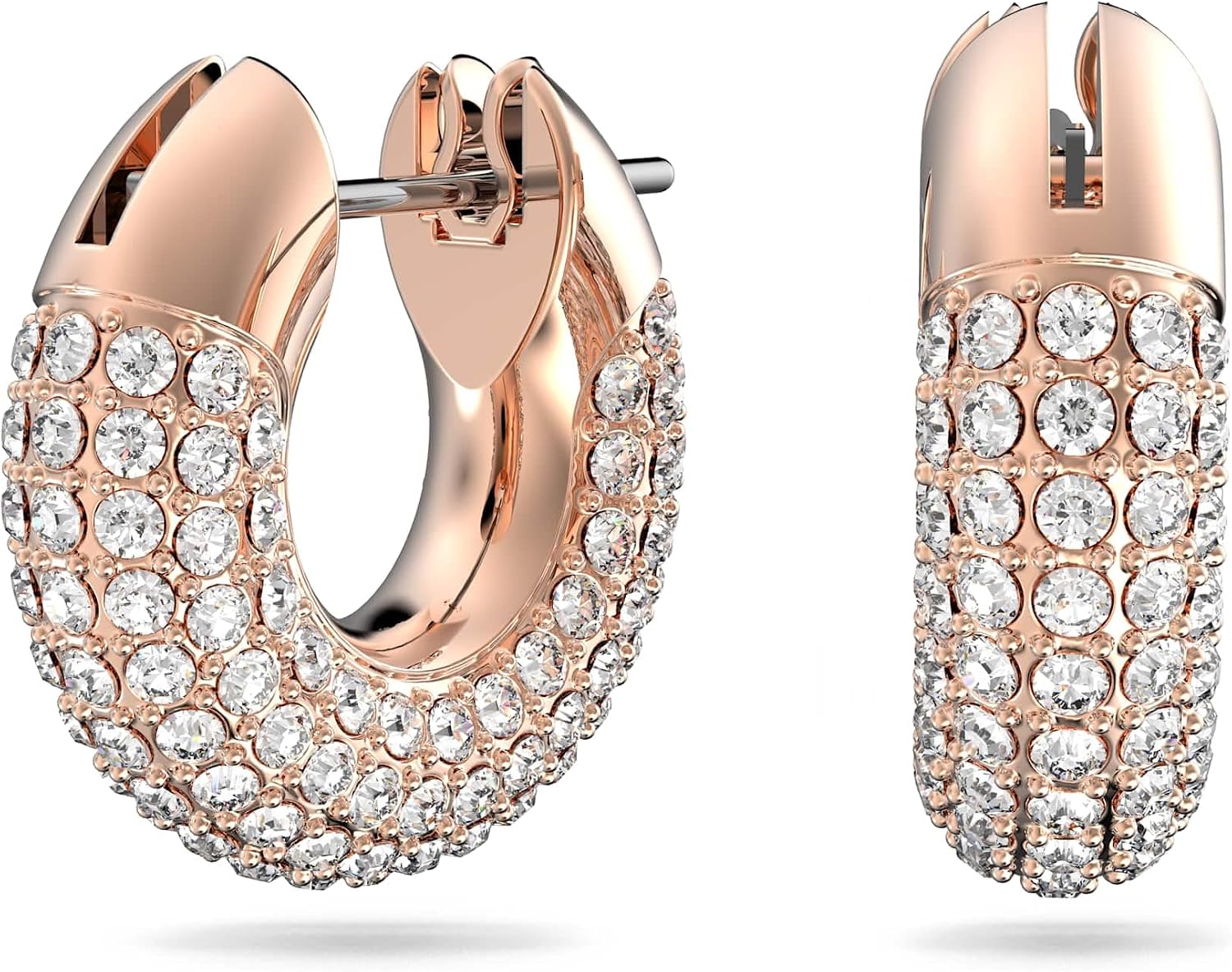 PENDIENTES DE ARO SWAROVSKI DEXTERA CRYSTAL PAVÉ MINI HOOP ORO ROSA - 1