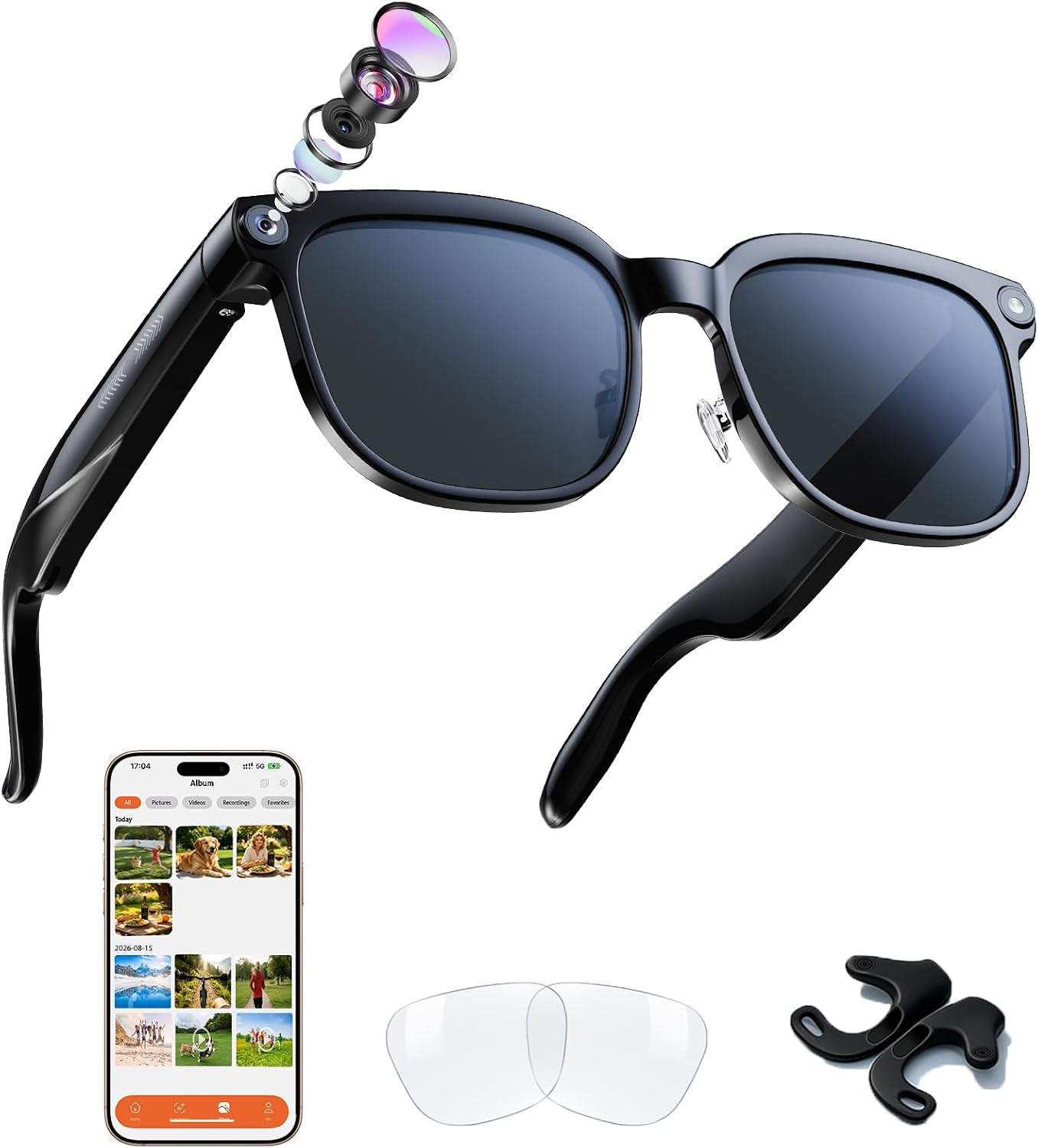 GAFAS INTELIGENTES CJKAO CON CÁMARA 8MP PARA FOTOS Y VIDEOS - 1