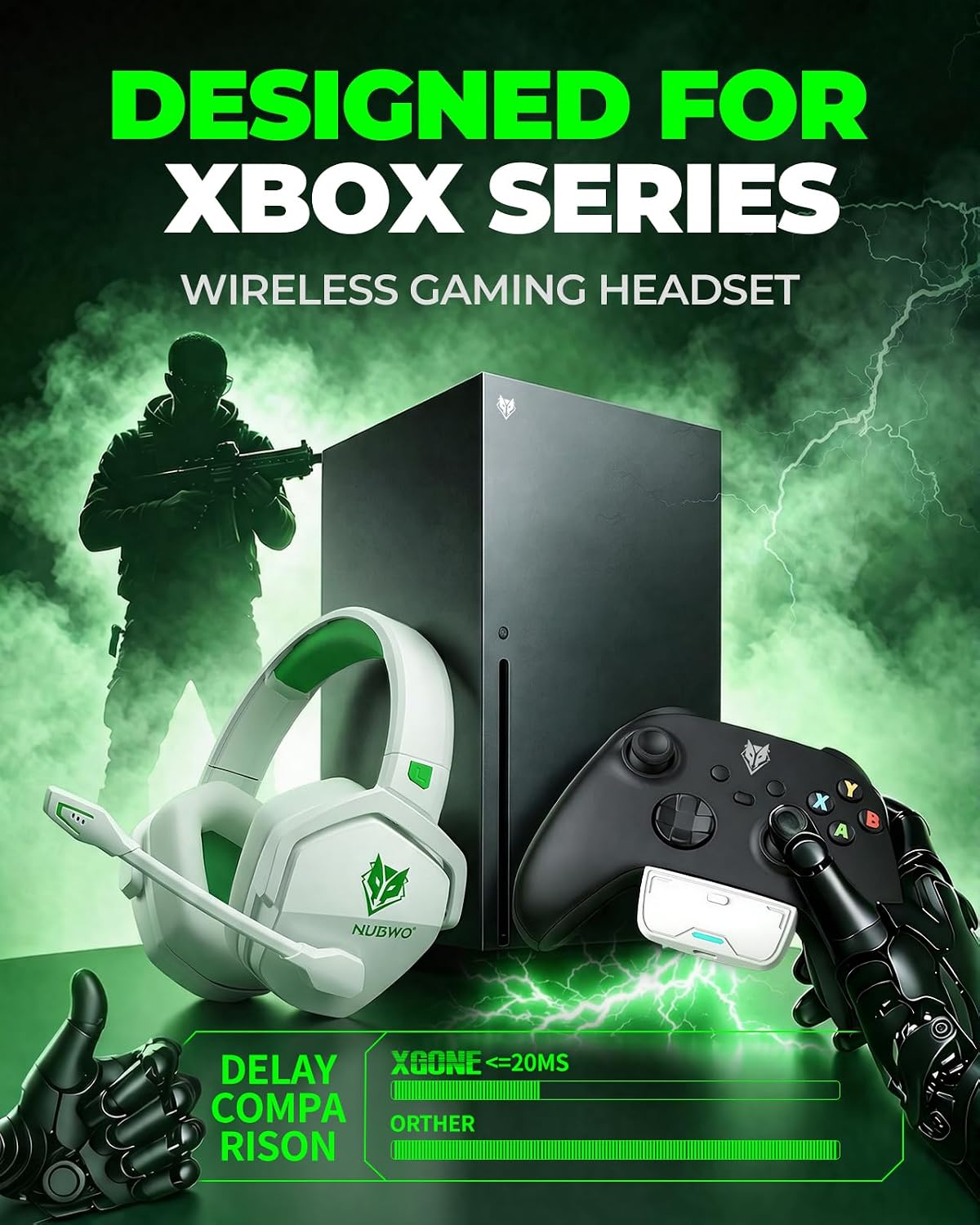 AURICULARES INALÁMBRICOS NUBWO PARA XBOX SERIES X/S CON BATERÍA DE 100 HORAS - 2