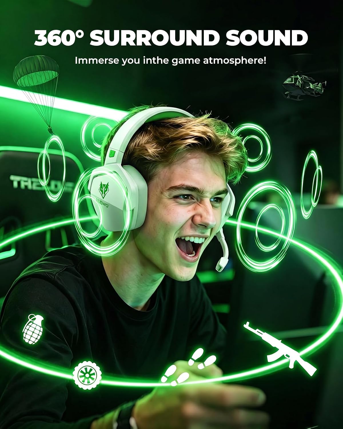 AURICULARES INALÁMBRICOS NUBWO PARA XBOX SERIES X/S CON BATERÍA DE 100 HORAS - 4