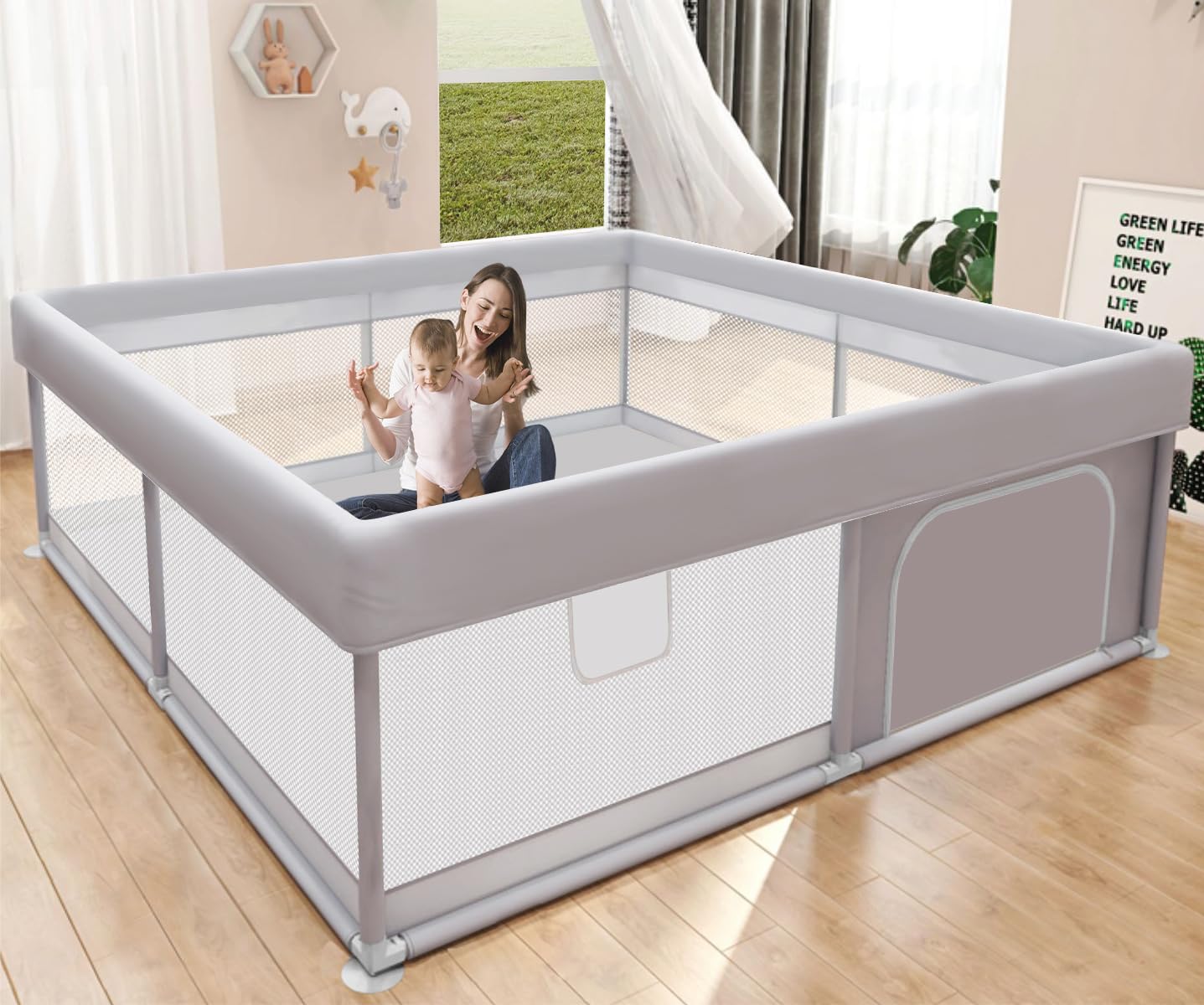 CORRAL HIAKSEDT BABY PLAYPEN 50X50 PULGADAS PARA BEBÉS Y NIÑOS PEQUEÑOS - 1