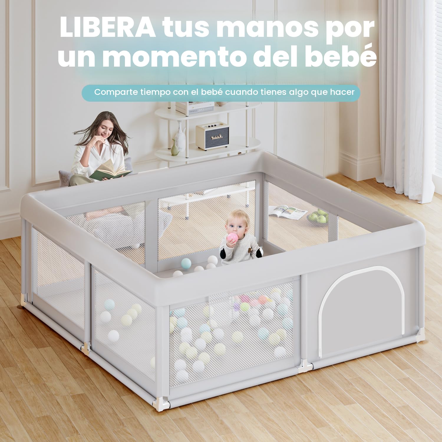 CORRAL HIAKSEDT BABY PLAYPEN 50X50 PULGADAS PARA BEBÉS Y NIÑOS PEQUEÑOS - 2