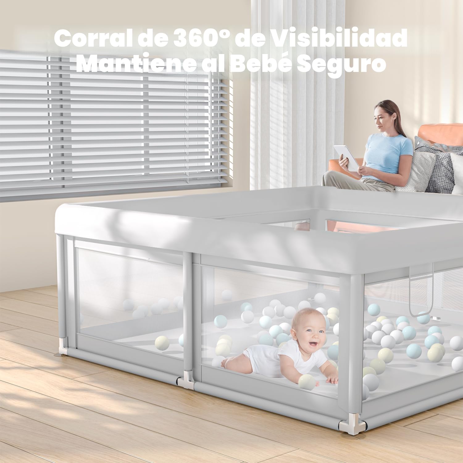 CORRAL HIAKSEDT BABY PLAYPEN 50X50 PULGADAS PARA BEBÉS Y NIÑOS PEQUEÑOS - 3