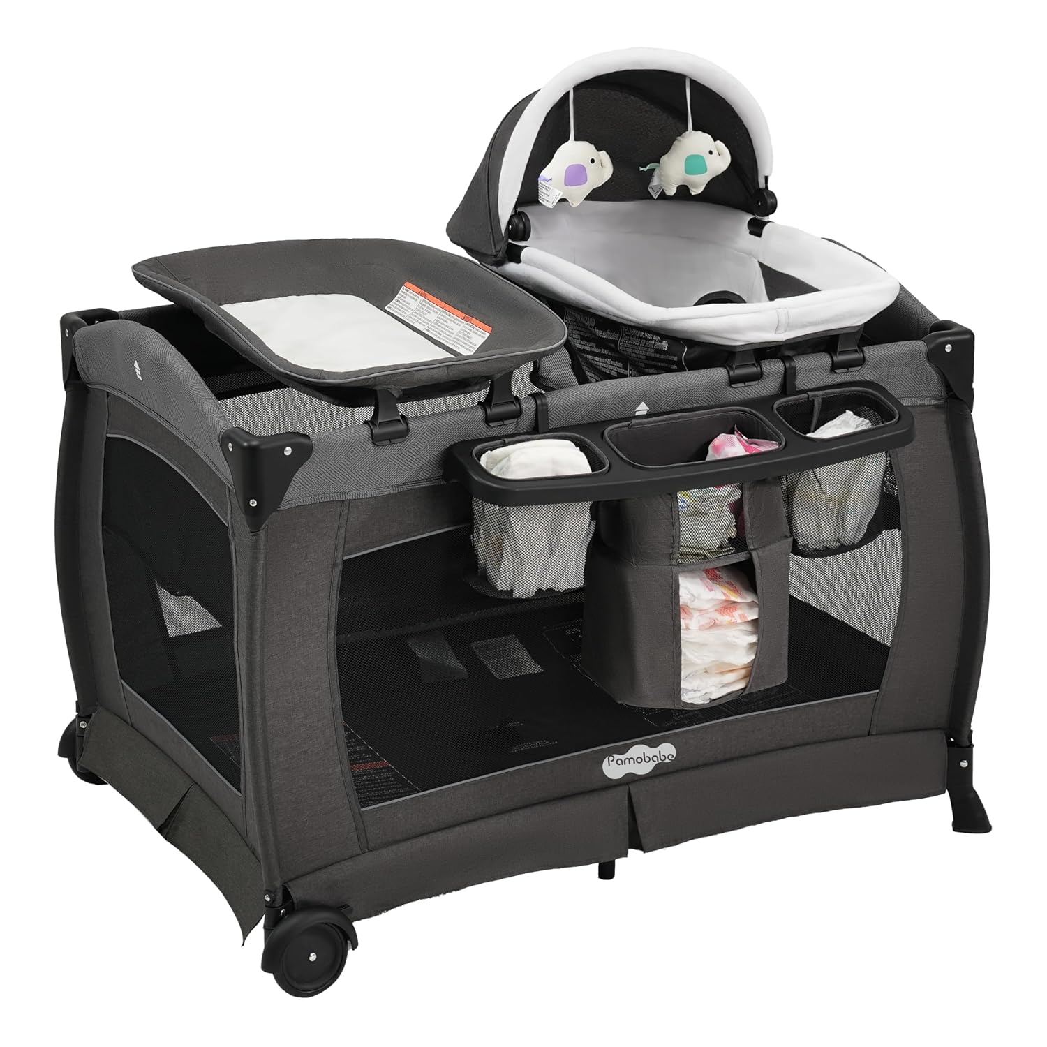 CORRAL PAMO BABE 4 EN 1 CON BASSINET Y CAMBIADOR NEGRO - 1