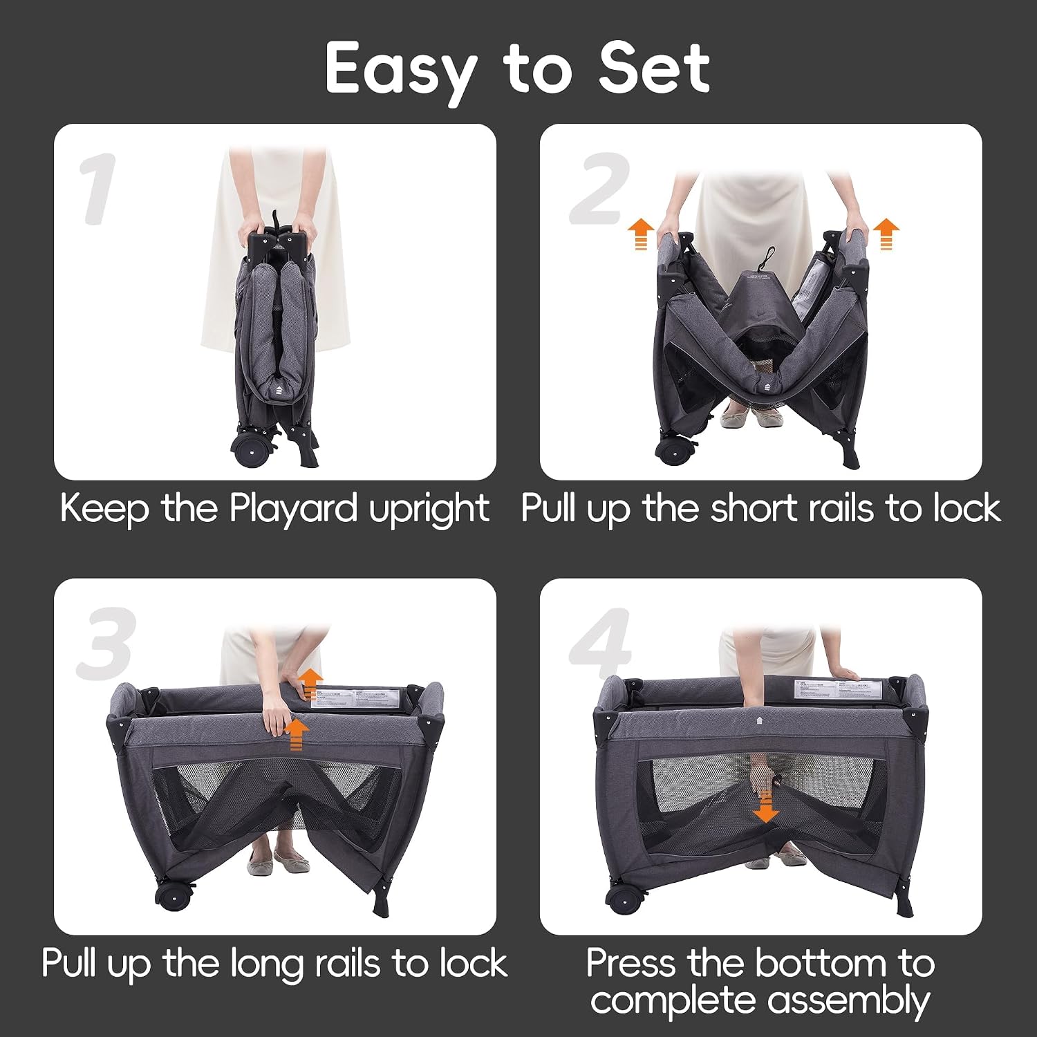 CORRAL PAMO BABE 4 EN 1 CON BASSINET Y CAMBIADOR NEGRO - 3