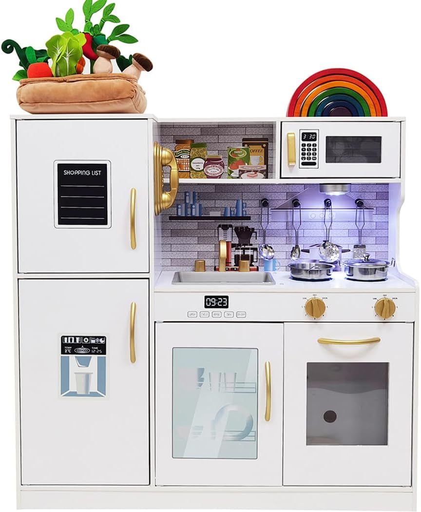 COCINA DE JUGUETE DE MADERA TOUCH US CON LUCES, FREGADERO, HORNO Y MICROONDAS PARA NIÑOS 3-8 AÑOS - 1