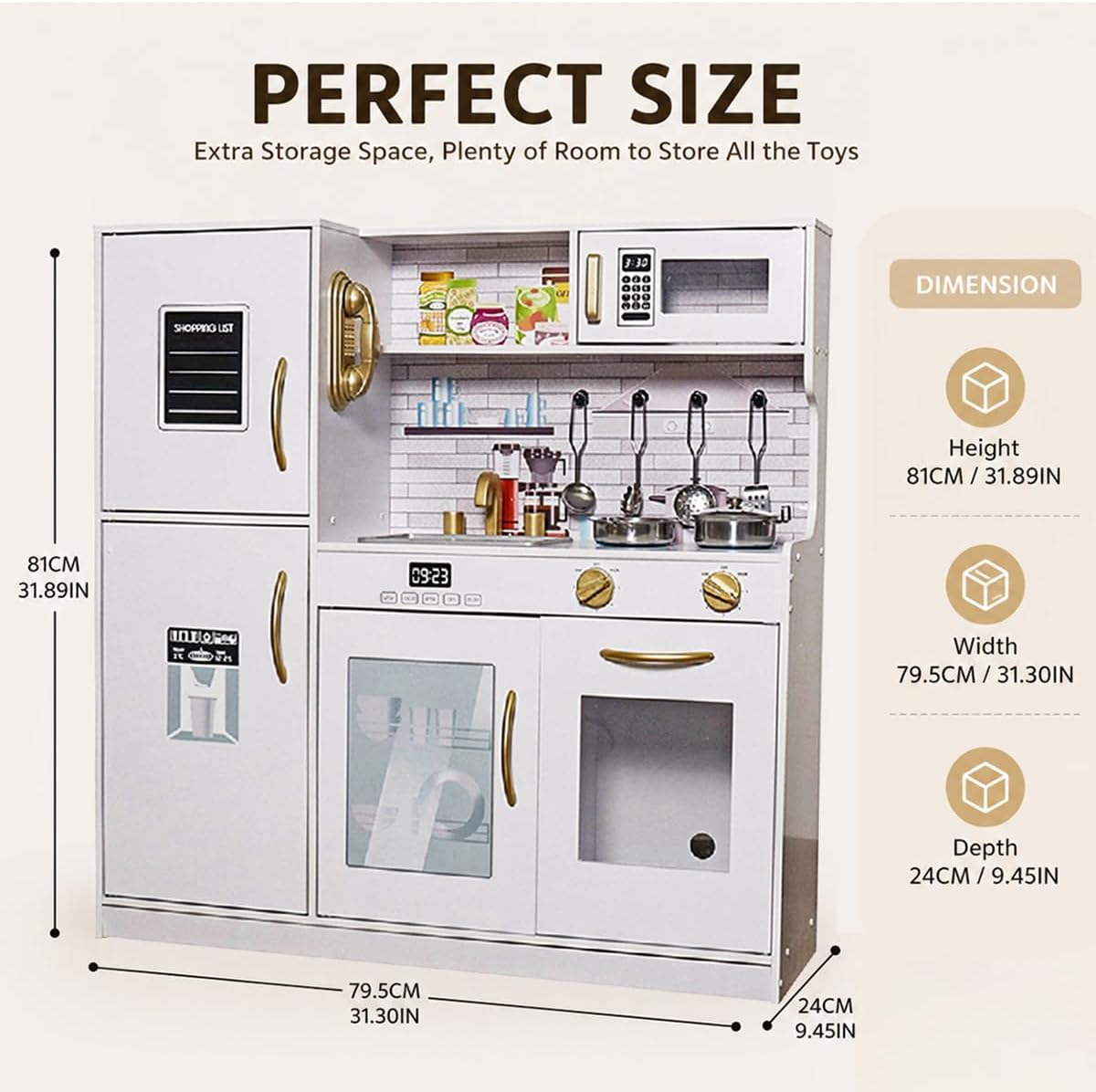 COCINA DE JUGUETE DE MADERA TOUCH US CON LUCES, FREGADERO, HORNO Y MICROONDAS PARA NIÑOS 3-8 AÑOS - 3