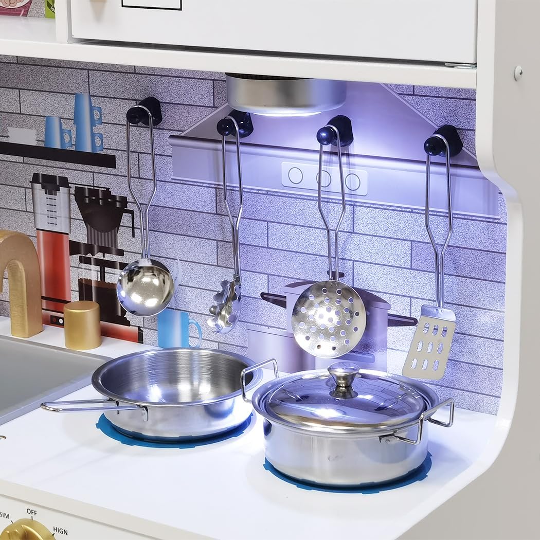 COCINA DE JUGUETE DE MADERA TOUCH US CON LUCES, FREGADERO, HORNO Y MICROONDAS PARA NIÑOS 3-8 AÑOS - 4