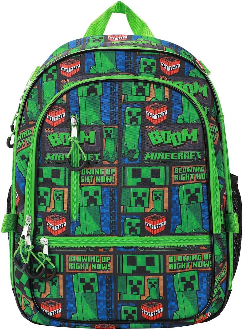 MOCHILA BIOWORLD MINECRAFT INFANTIL VERDE CONJUNTO 5 PIEZAS - 2