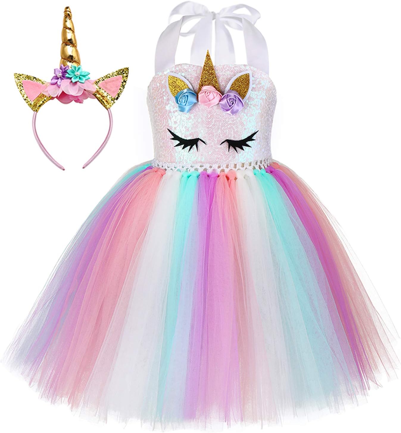 DISFRAZ TUTU DREAMS UNICORNIO CON LENTEJUELAS PARA NIÑAS 1-10 AÑOS CON DIADEMA - 1