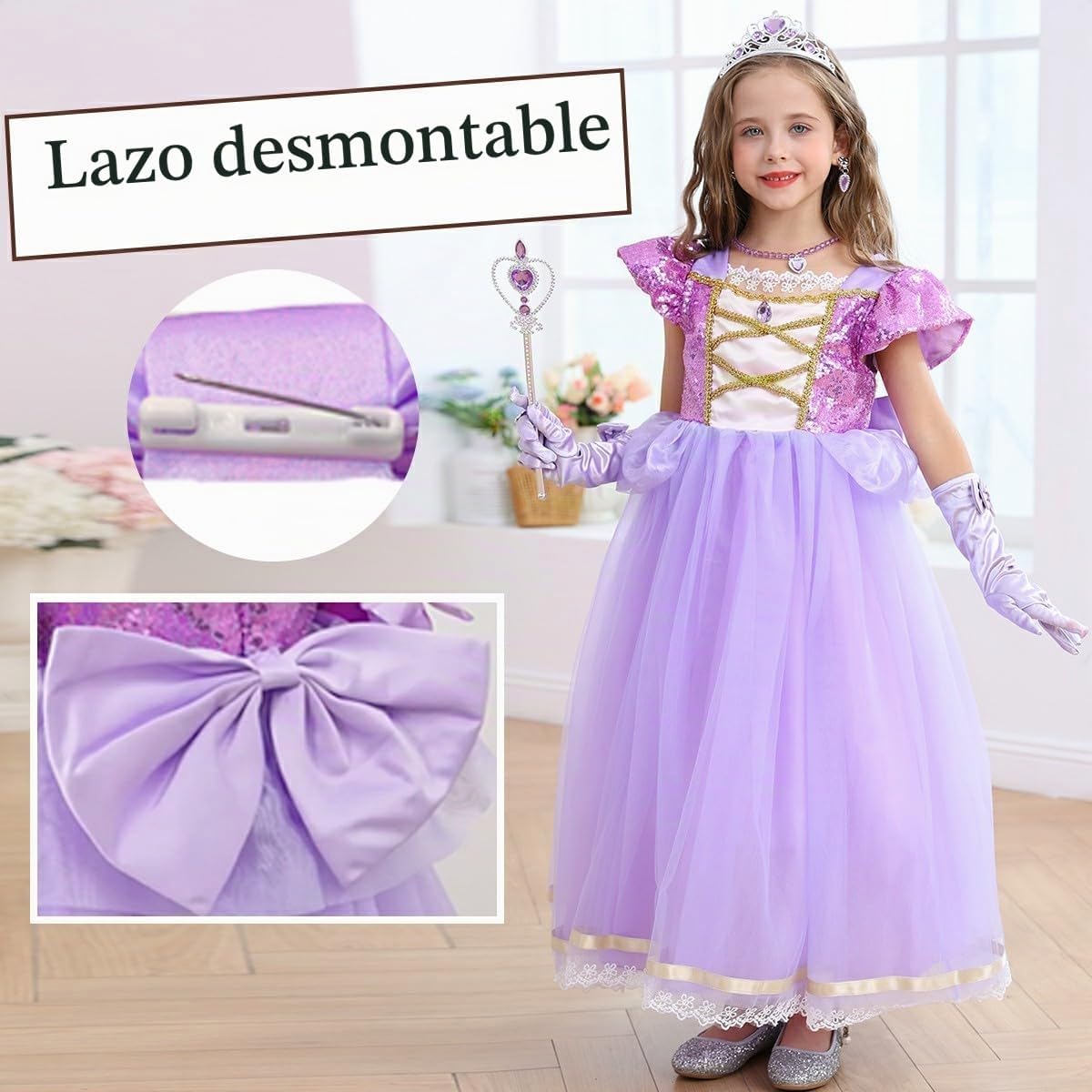 DISFRAZ PRINCESA LUZLEN PÚRPURA CON ACCESORIOS - 5
