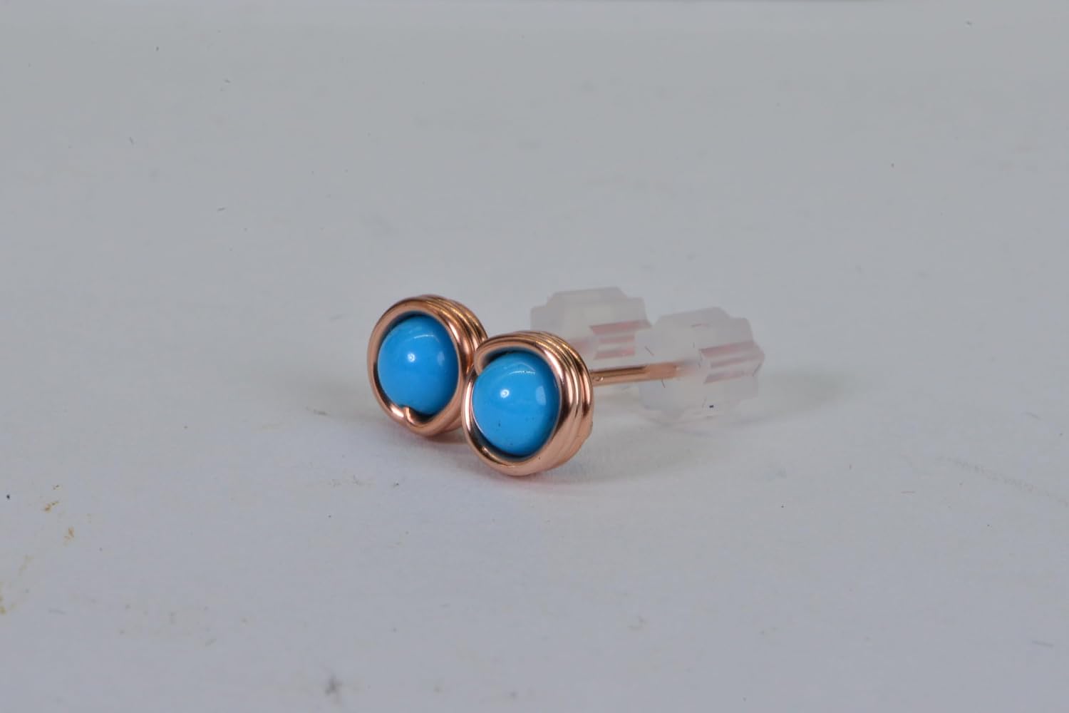 ARETES DE PIEDRA DE LUNA NATURAL ENVUELTOS EN COBRE 6MM - 4
