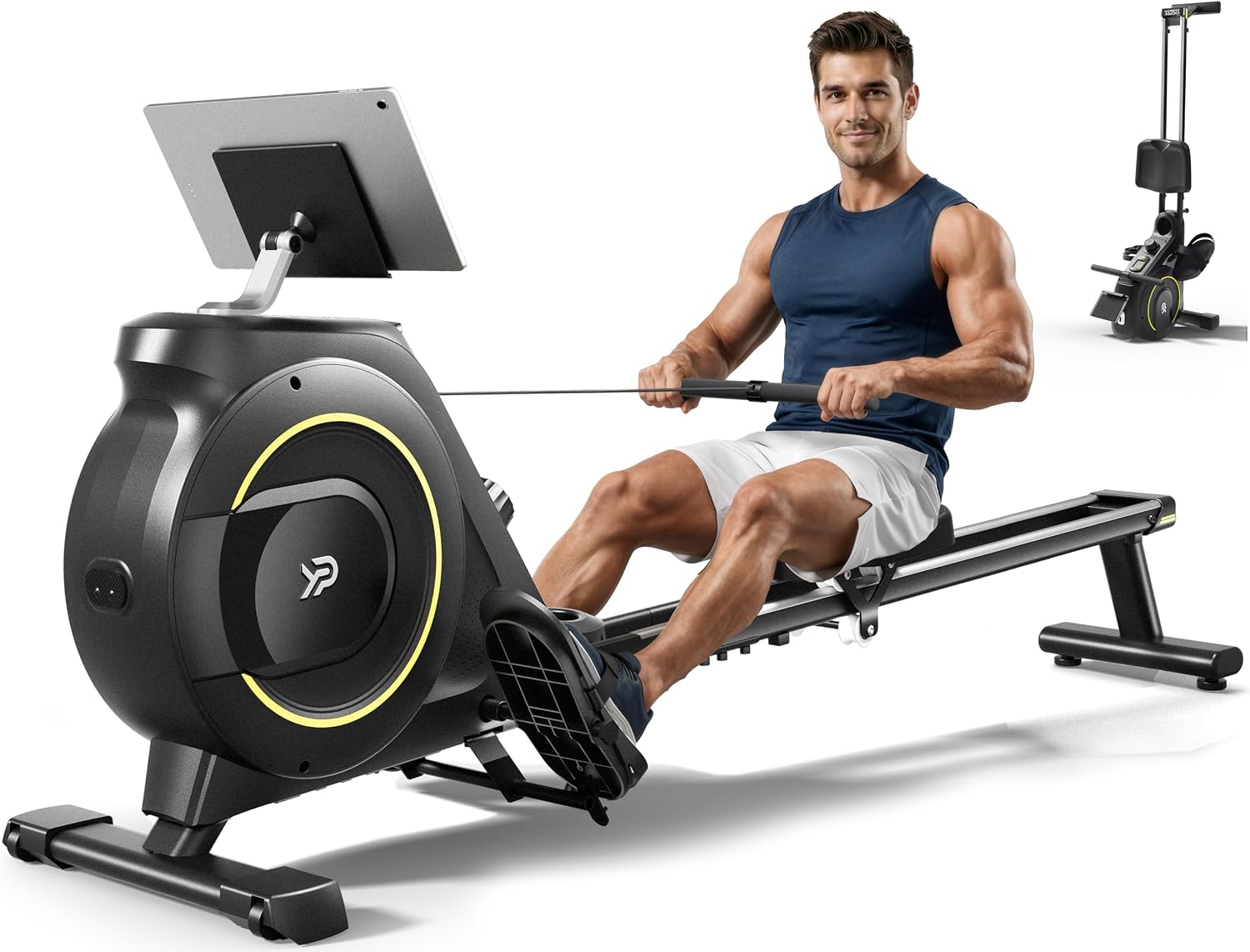 MÁQUINA DE REMO MAGNÉTICA YPOO 350 LB PLEGABLE CON 16 NIVELES DE RESISTENCIA - 1