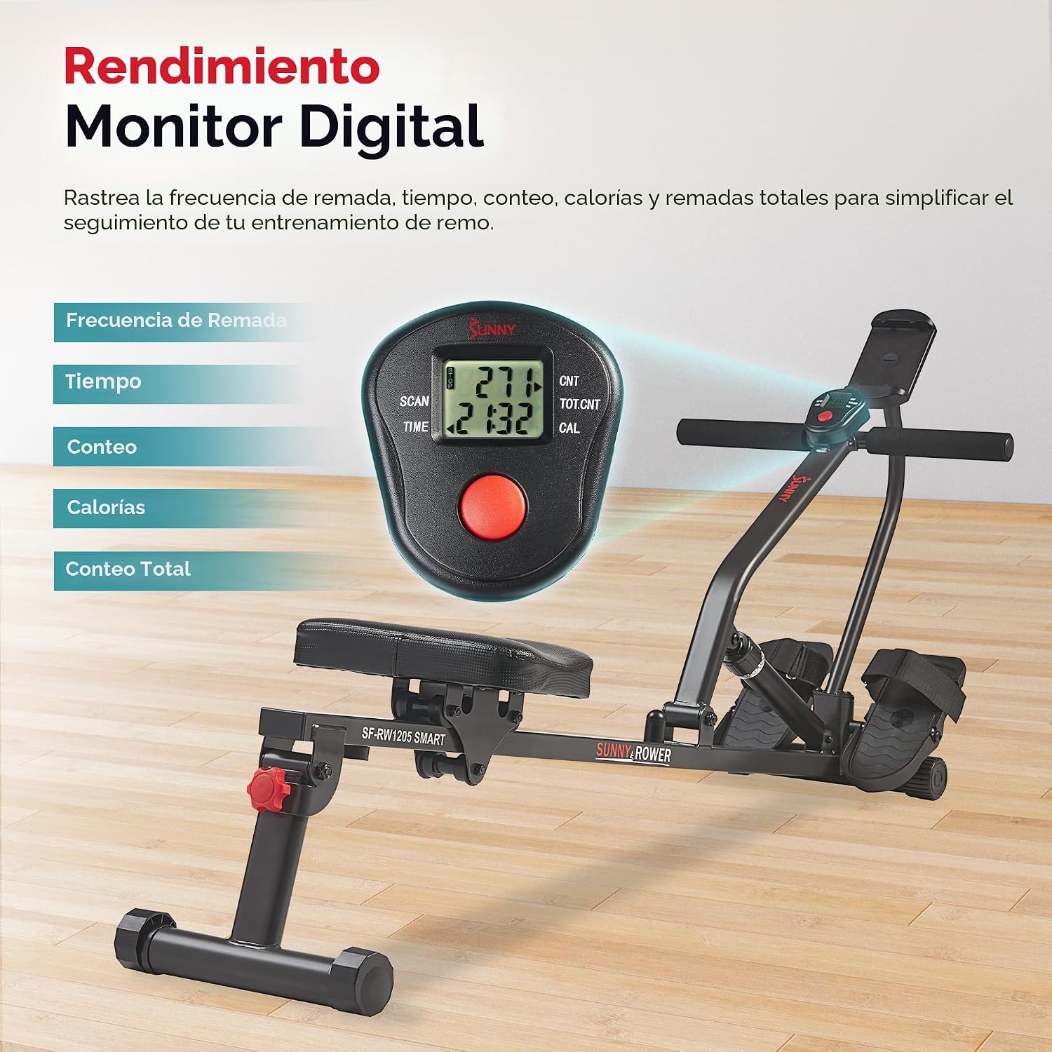 BOGADOR SUNNY HEALTH Y FITNESS COMPACT HYDRAULIC CON 12 NIVELES DE RESISTENCIA - 4