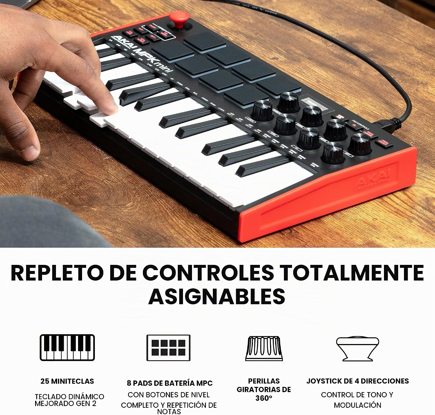 CONTROLADOR MIDI AKAI PROFESSIONAL MPK MINI MK3 25 TECLAS USB - 3