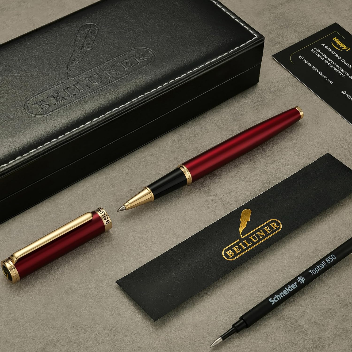 BOLÍGRAFO ROLLERBALL BEILUNER LUXURY CON ACABADO 24K GOLD BURDEO - 2
