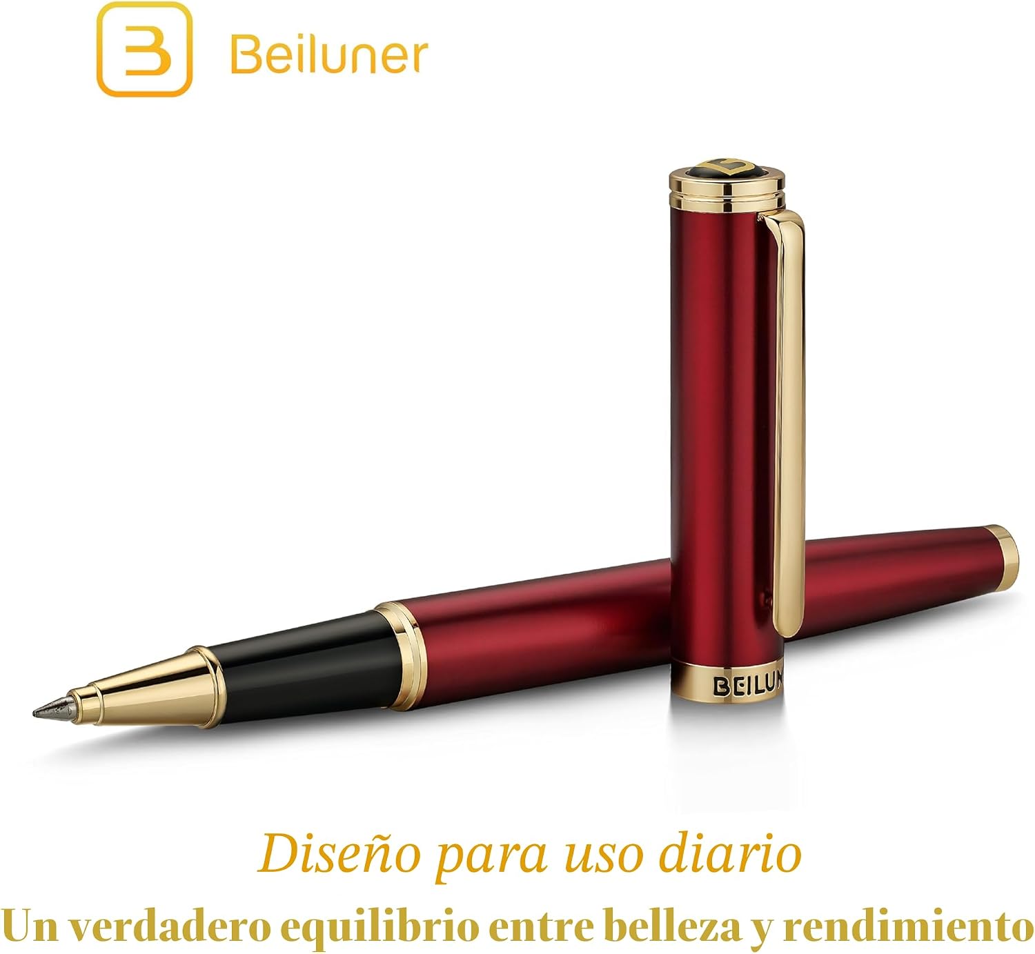 BOLÍGRAFO ROLLERBALL BEILUNER LUXURY CON ACABADO 24K GOLD BURDEO - 3
