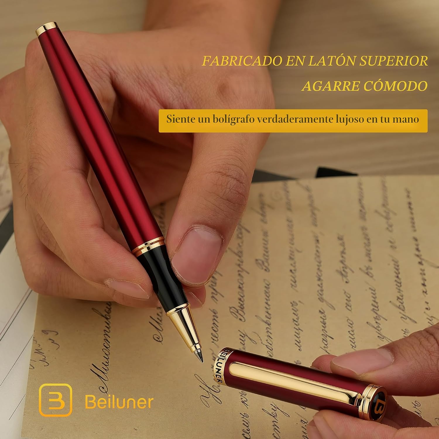 BOLÍGRAFO ROLLERBALL BEILUNER LUXURY CON ACABADO 24K GOLD BURDEO - 5