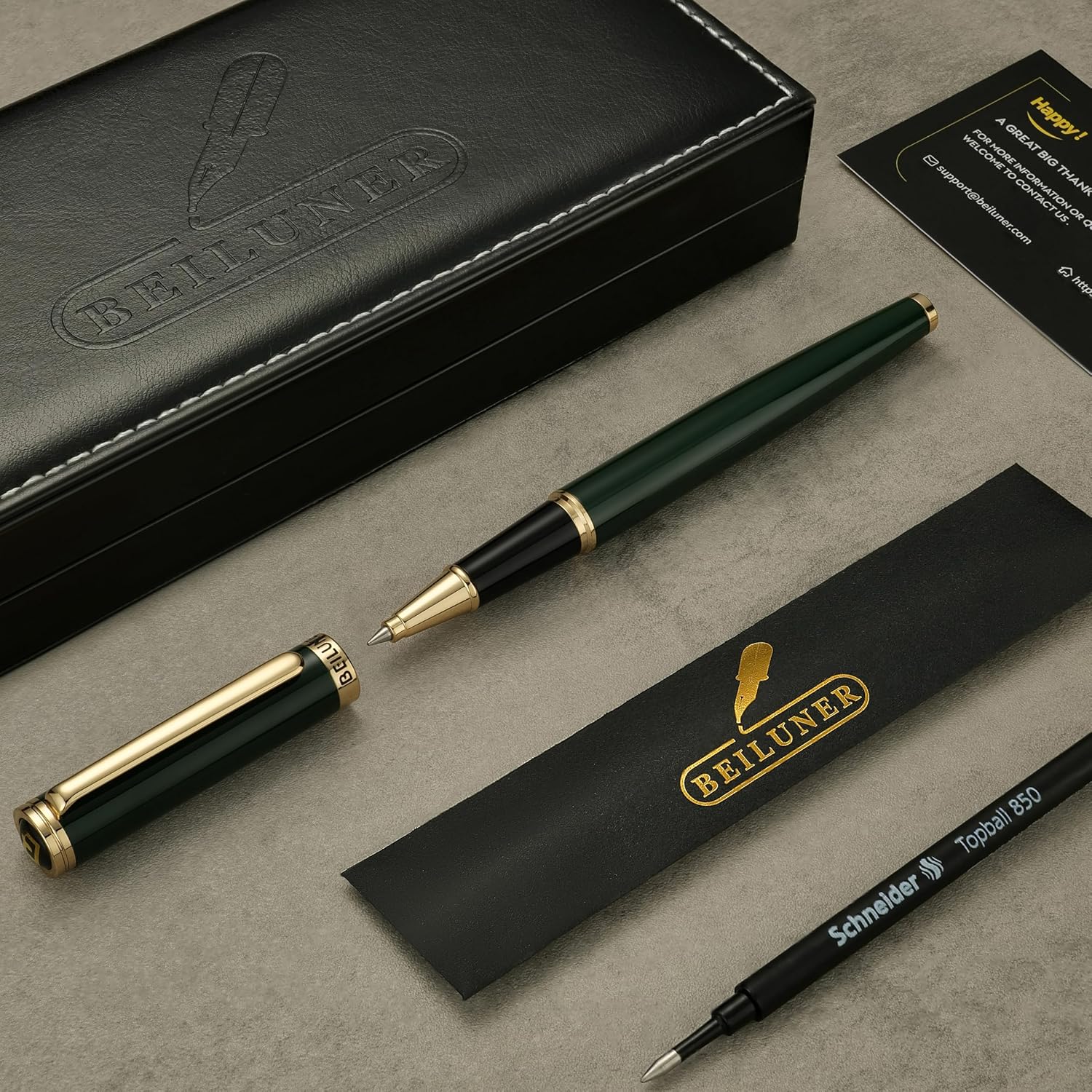 BOLÍGRAFO ROLLERBALL BEILUNER LUXURY VERDE LACADO CON ACABADO ORO 24K - 2