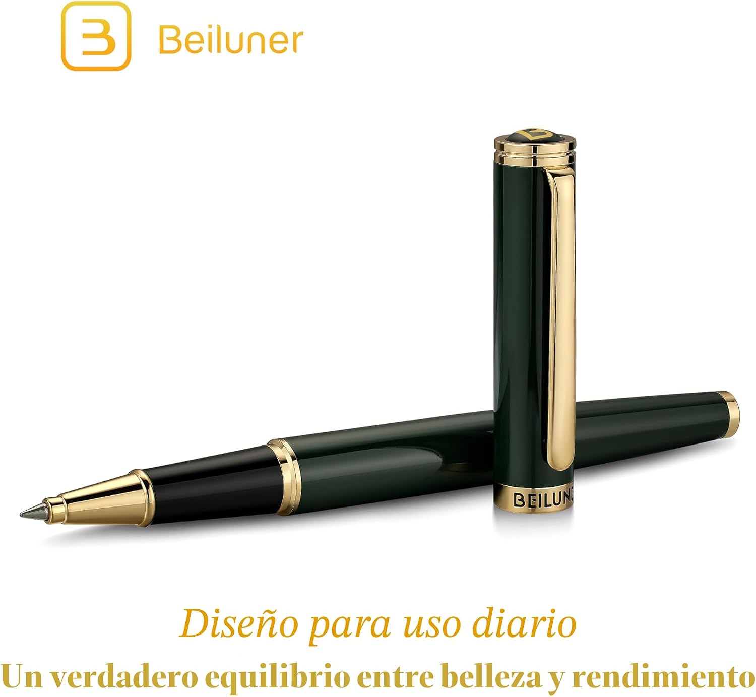 BOLÍGRAFO ROLLERBALL BEILUNER LUXURY VERDE LACADO CON ACABADO ORO 24K - 3