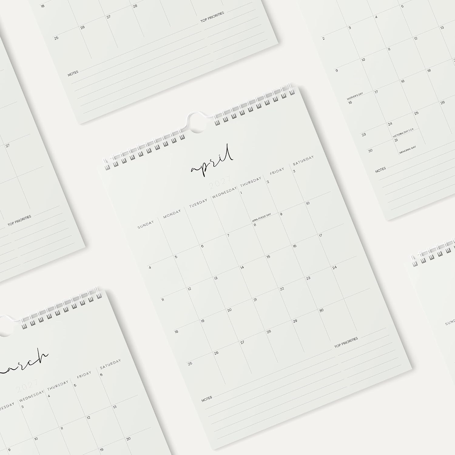 CALENDARIO DE PARED KARTO 2026-2027 11X17 PULGADAS BEIGE CURSIVA - 4