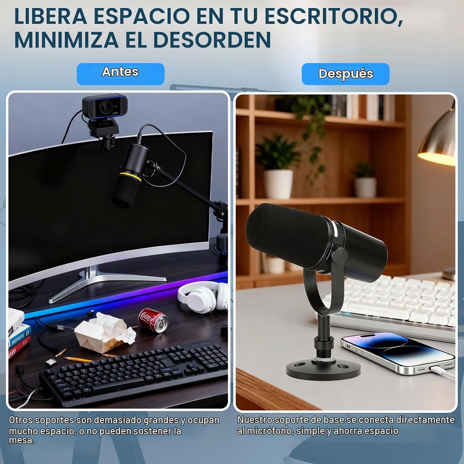 TRÍPODE DE ESCRITORIO PARA MICRÓFONO SHURE MV7/MV7+ - 2