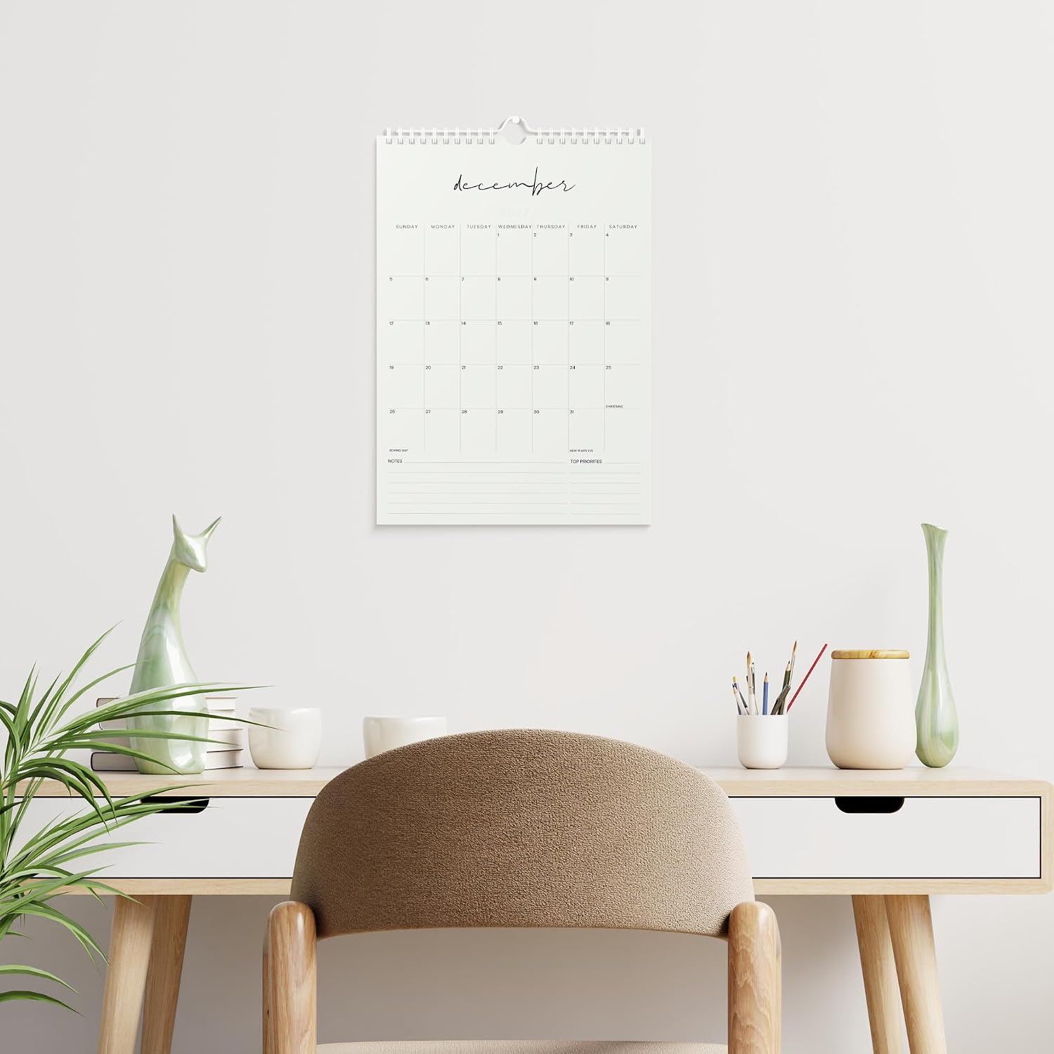 CALENDARIO DE PARED KARTO 2025-2026 VERTICAL 11X17 PULGADAS BEIGE - 5