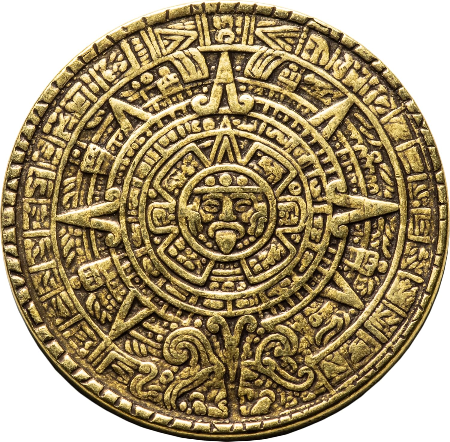 MONEDA WORRY COIN SOL Y LUNA PIEDRA DEL SOL AZTECA LATÓN - 1