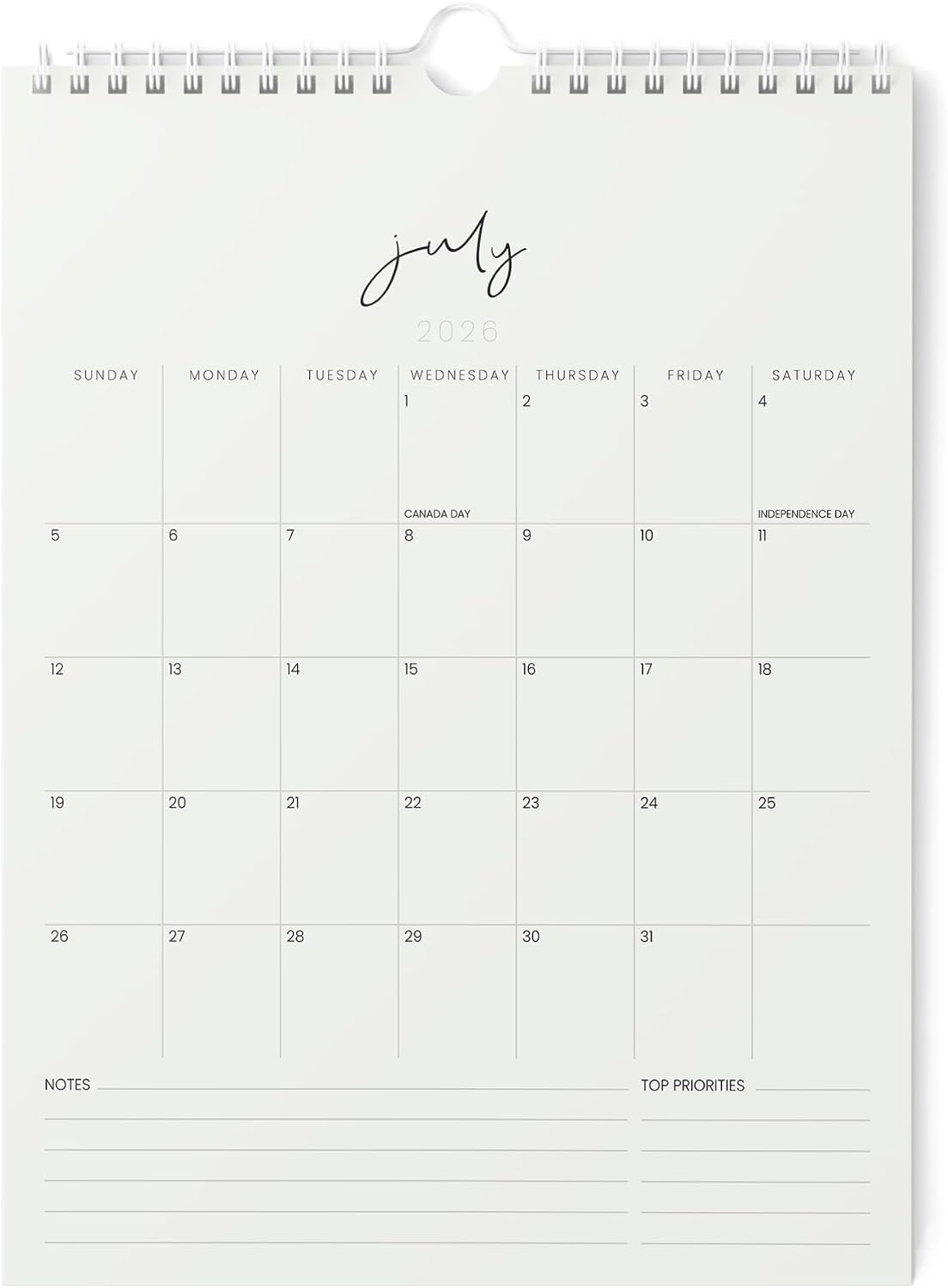 CALENDARIO DE PARED KARTO 2026-2027 8.5X11 PULGADAS BEIGE CURSIVA - 1