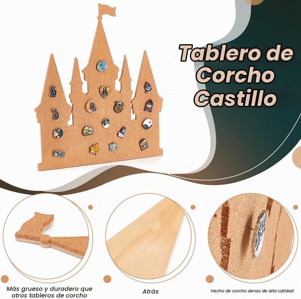 PIZARRA DE CORCHO CON FORMA DE CASTILLO BENECREAT 14.2X11.8 PULGADAS - 4