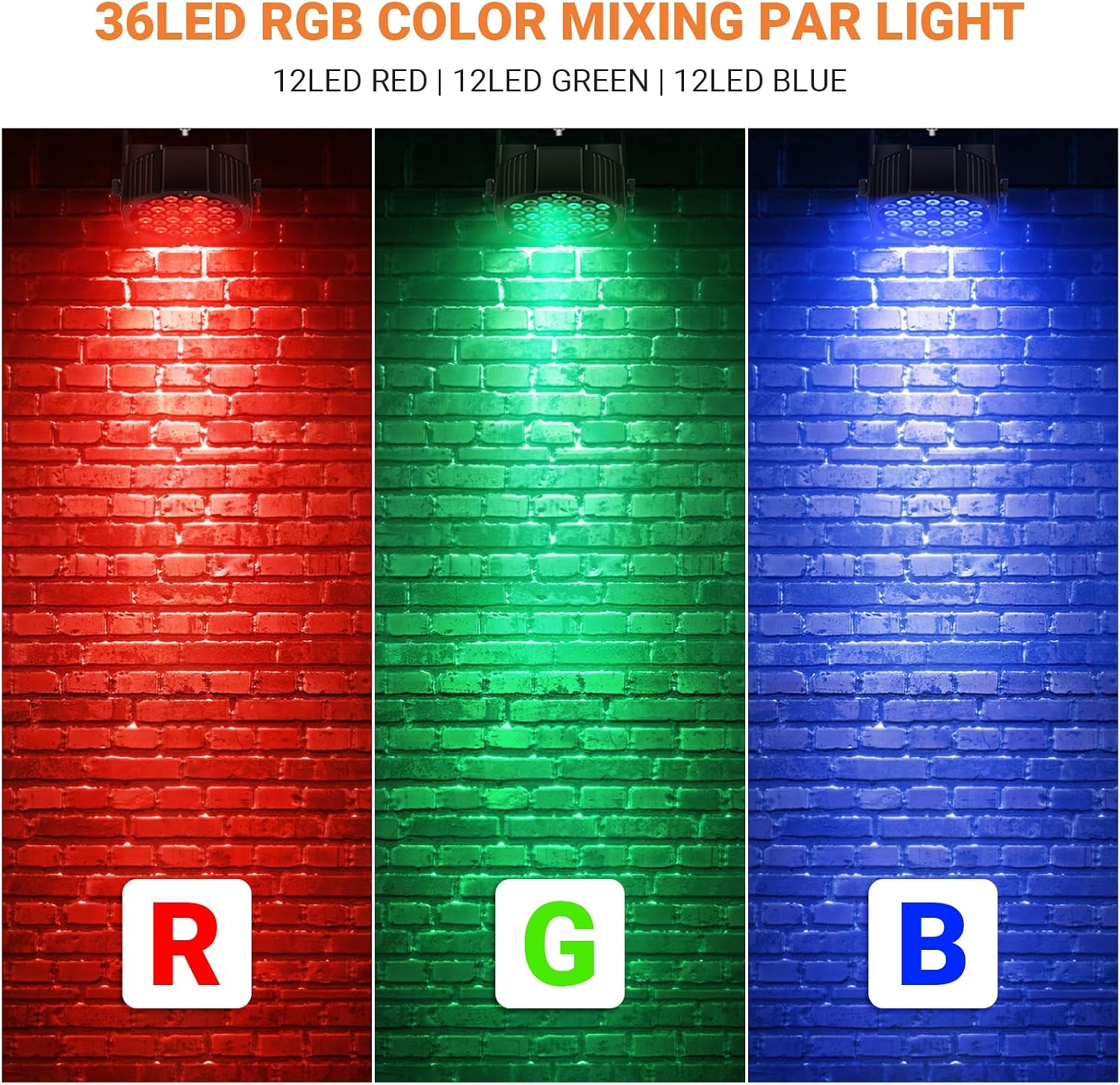 LUZ PAR LED RGB 36W RECARGABLE CON CONTROL REMOTO DMX PARA DJ - 4