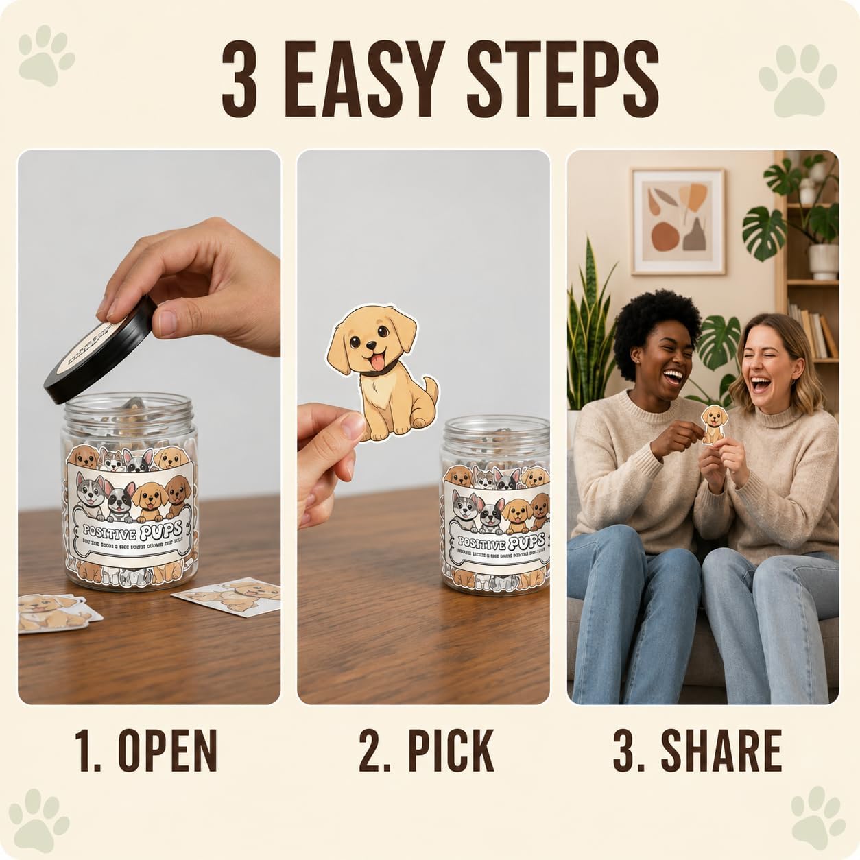 BOTELLA DECORATIVA DEARMINE POSITIVE PUPS JAR CON 60 TARJETAS DE AFIRMACIÓN - 4