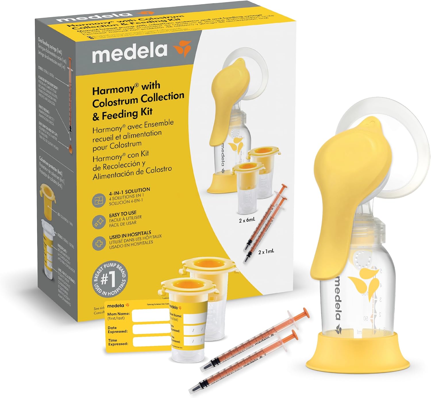 EXTRACTOR DE LECHE MANUAL MEDELA HARMONY CON KIT DE COLOSTRO 4 EN 1 - 1