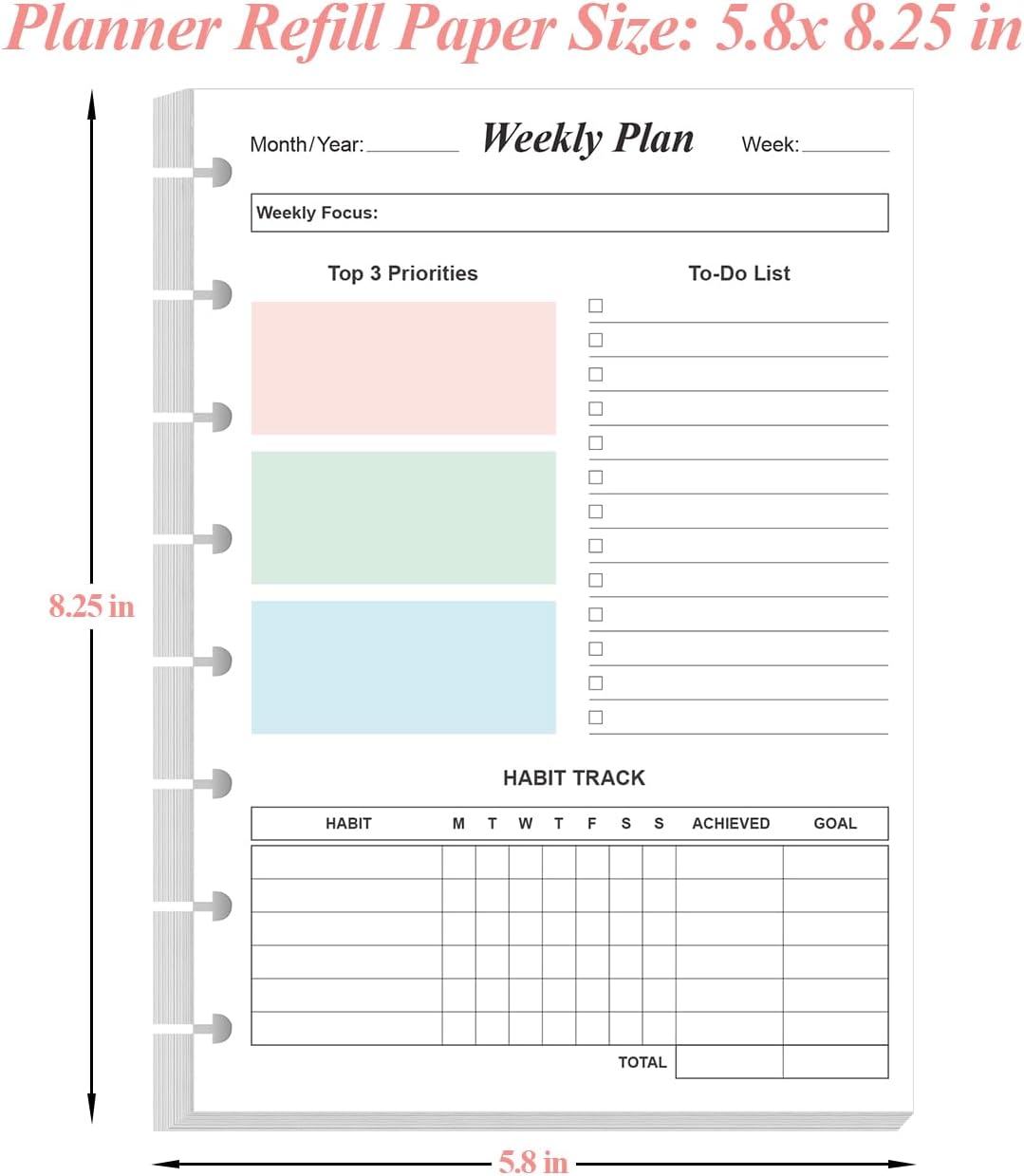 RECAMBIOS DE PLANNER SEMANAL YARIDAR TAMAÑO JUNIOR 8-DISC 106 HOJAS PACK 2 - 4
