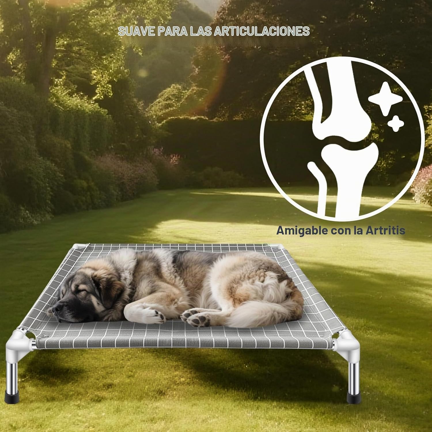 CAMA ELEVADA PARA PERROS TENSORSINE 38 PULGADAS ACERO INOXIDABLE - 4