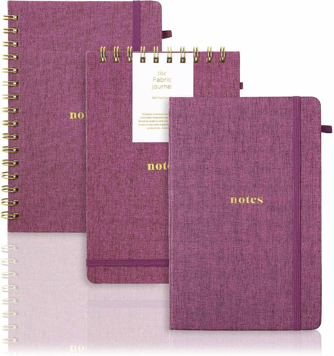 CUADERNO A5 TAPA DURA TELA RAYADO PACK 3 UNIDADES - 1