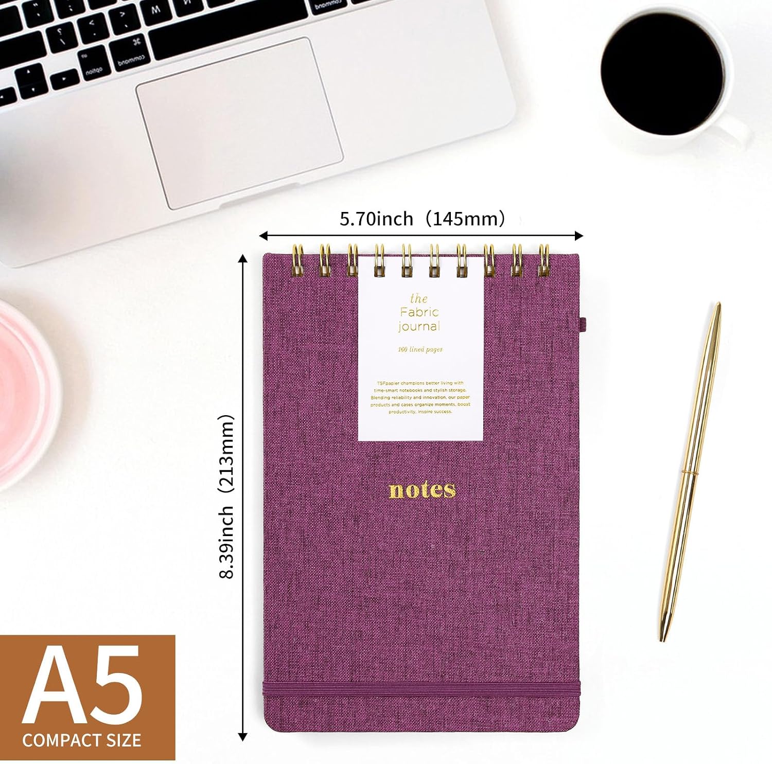 CUADERNO A5 TAPA DURA TELA RAYADO PACK 3 UNIDADES - 2
